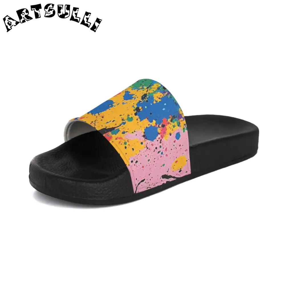 JAKKOUTTHEBXX The Colors Of Paint Splatter Women’s Slide Sandals
