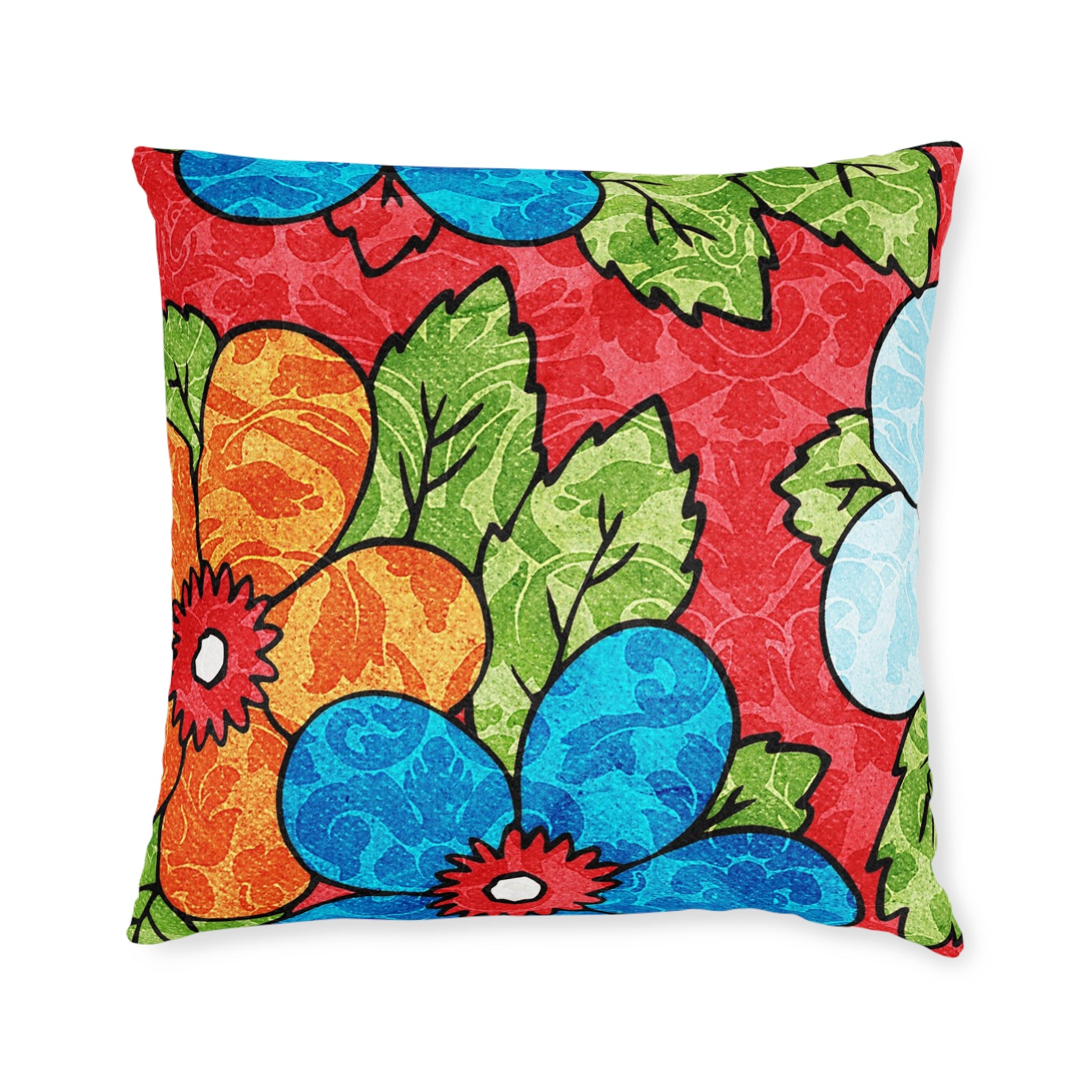 Groovy Red Floral Kl Square Pillow, Artsulli - Art is Long, Life is Short, Home Decor, , , , , , , 