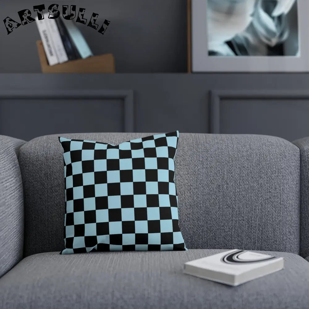 JAKKOUTTHEBXX Checkerboard Black and Blue Cushion JAKKOUTTHEBXX