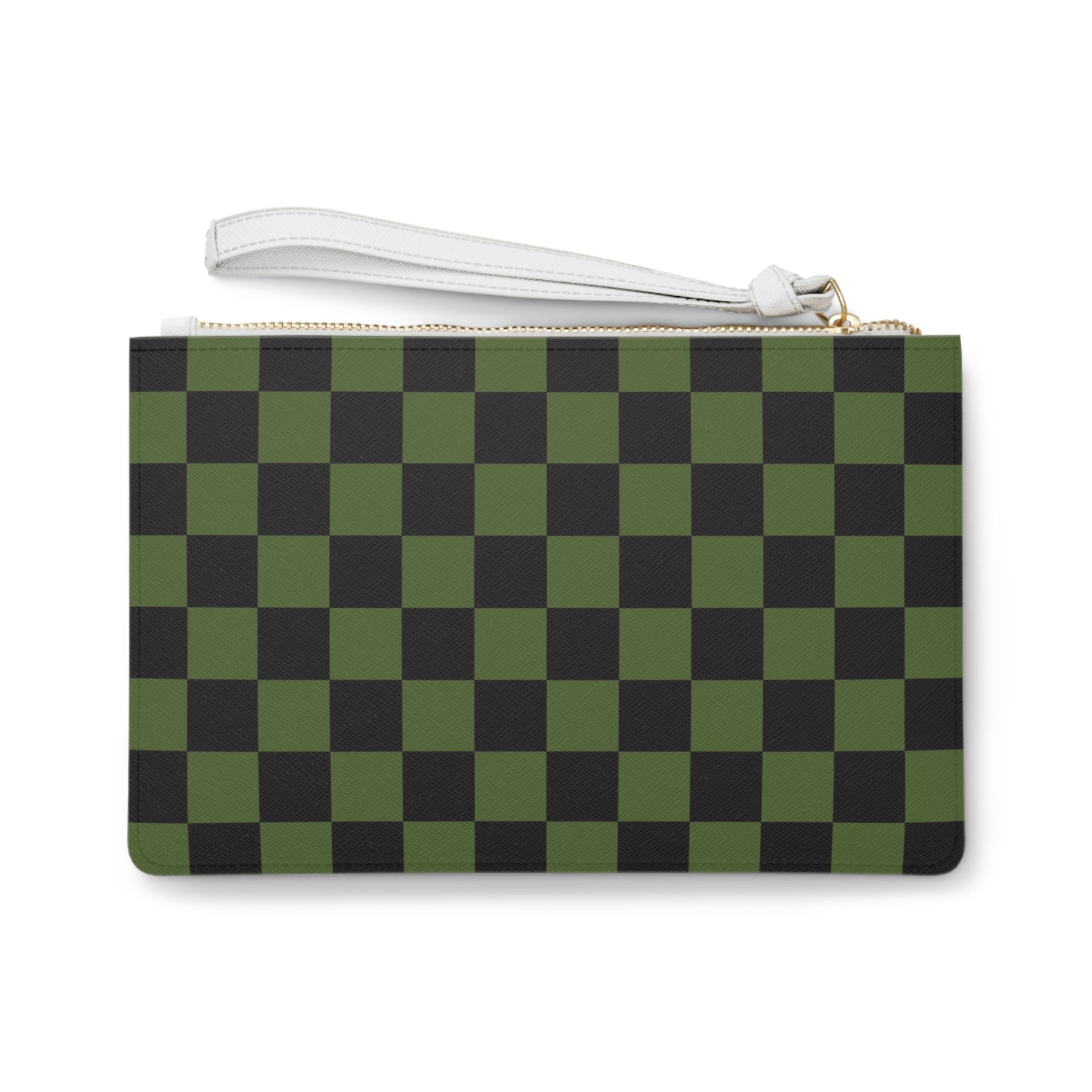 Checkerboard Olive Green and Black Clutch Bag, Artsulli - Art is Long, Life is Short, Bags, , , , , , , 