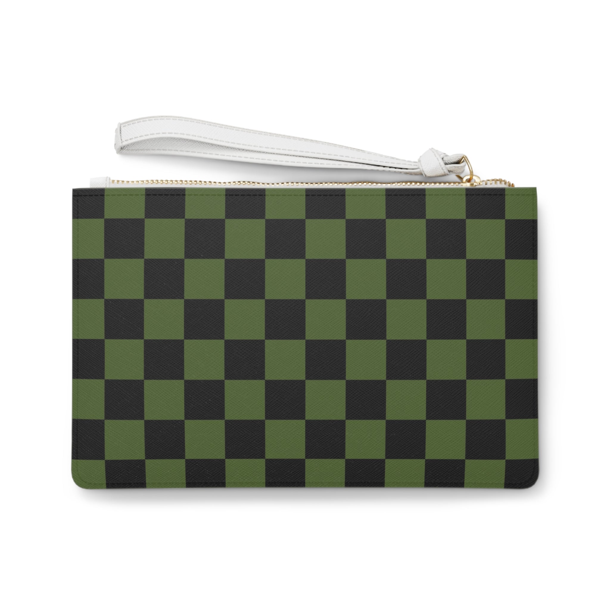 Checkerboard Olive Green and Black Clutch Bag, Artsulli - Art is Long, Life is Short, Bags, , , , , , , 