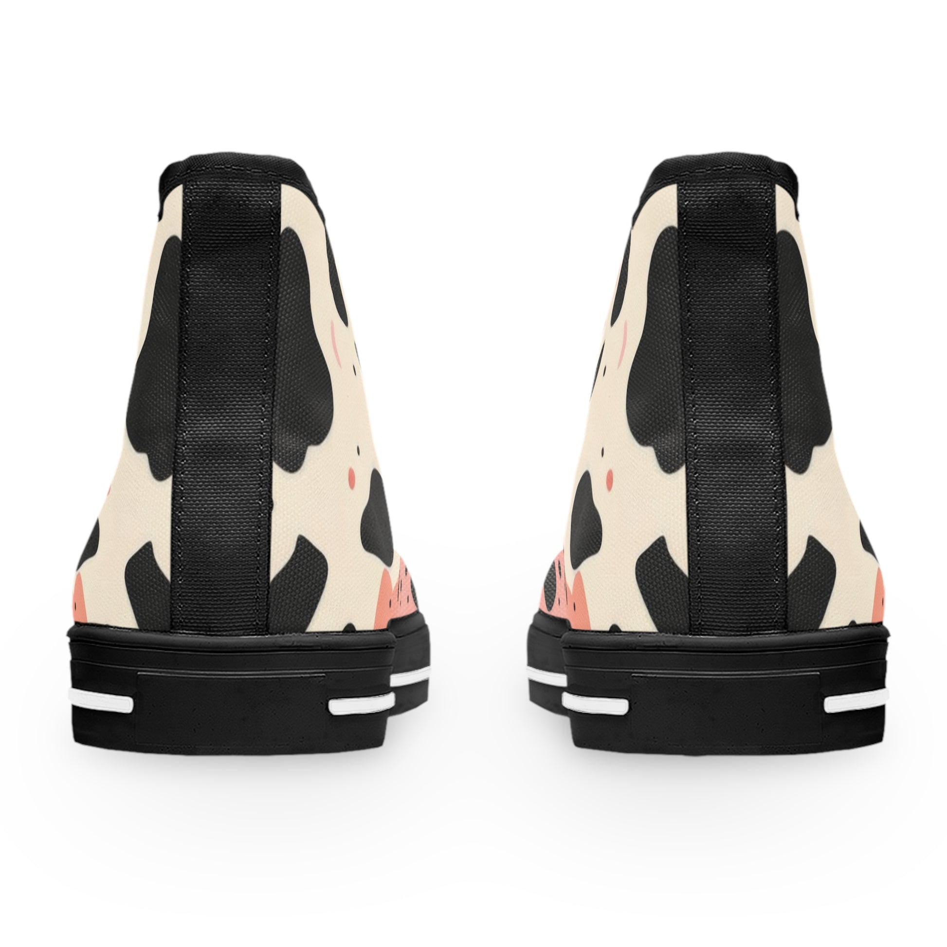 Organic Cow Print Cream and Pink Women's High Top Sneakers, Artsulli - Art is Long, Life is Short, Shoes, , , , , , , 