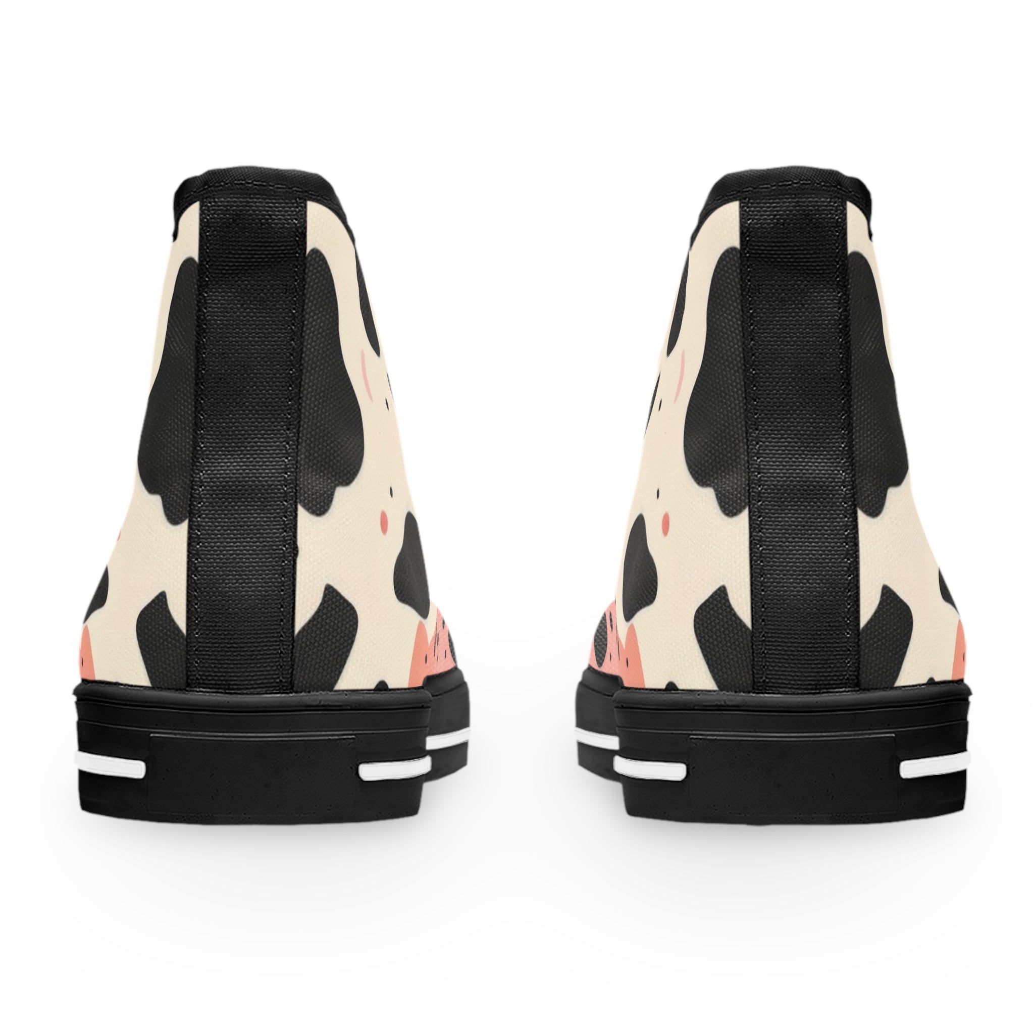 Organic Cow Print Cream and Pink Women's High Top Sneakers, Artsulli - Art is Long, Life is Short, Shoes, , , , , , , 