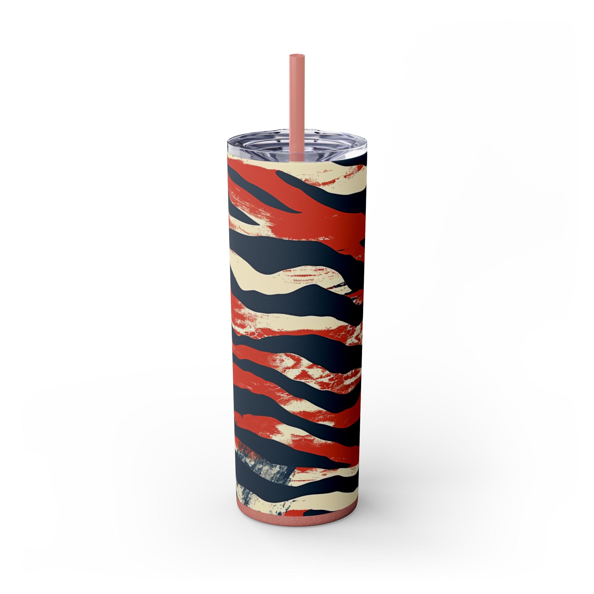 Capricious Tiger Wave Skinny Tumbler with Straw, 20oz, Artsulli - Art is Long, Life is Short, Mug, Finish, Glossy, Color, Glitter Dusty Rose, Size, 20oz, 20553745784111