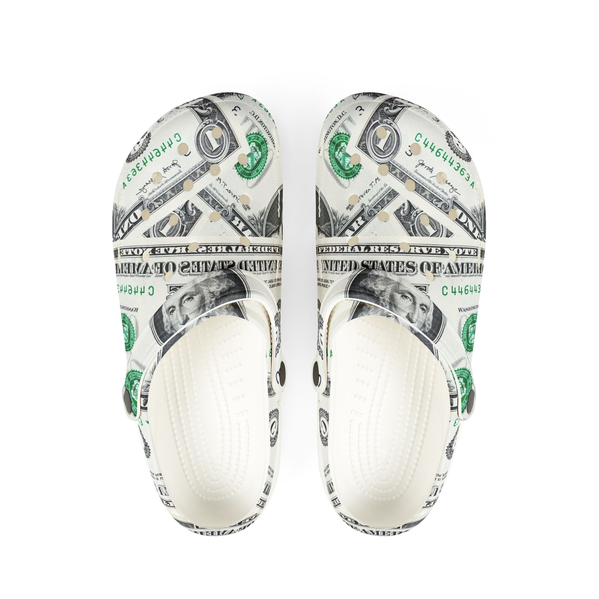 Money Collage EVA Foam Rubber Shoes (AOP), Artsulli - Art is Long, Life is Short, Shoes, Size, US 6 (Women's), Color, White, , , 82773354835223