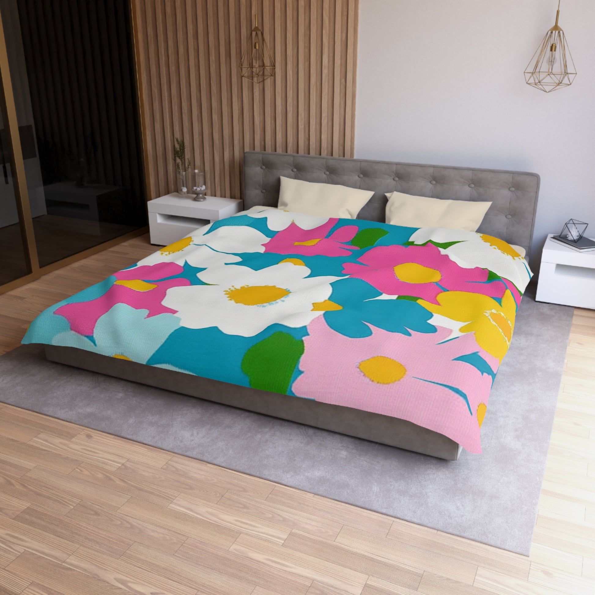 Flowers Multi-Color Microfiber Duvet Cover, Artsulli - Art is Long, Life is Short, Home Decor, , , , , , , 