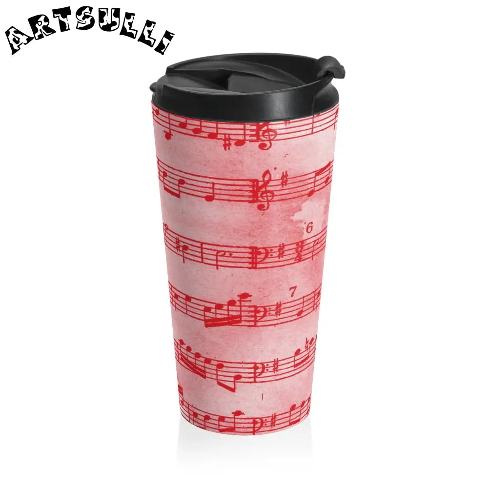 JAKKOUTTHEBXX Pink Musical Notes Stainless Steel Travel Mug 2025
