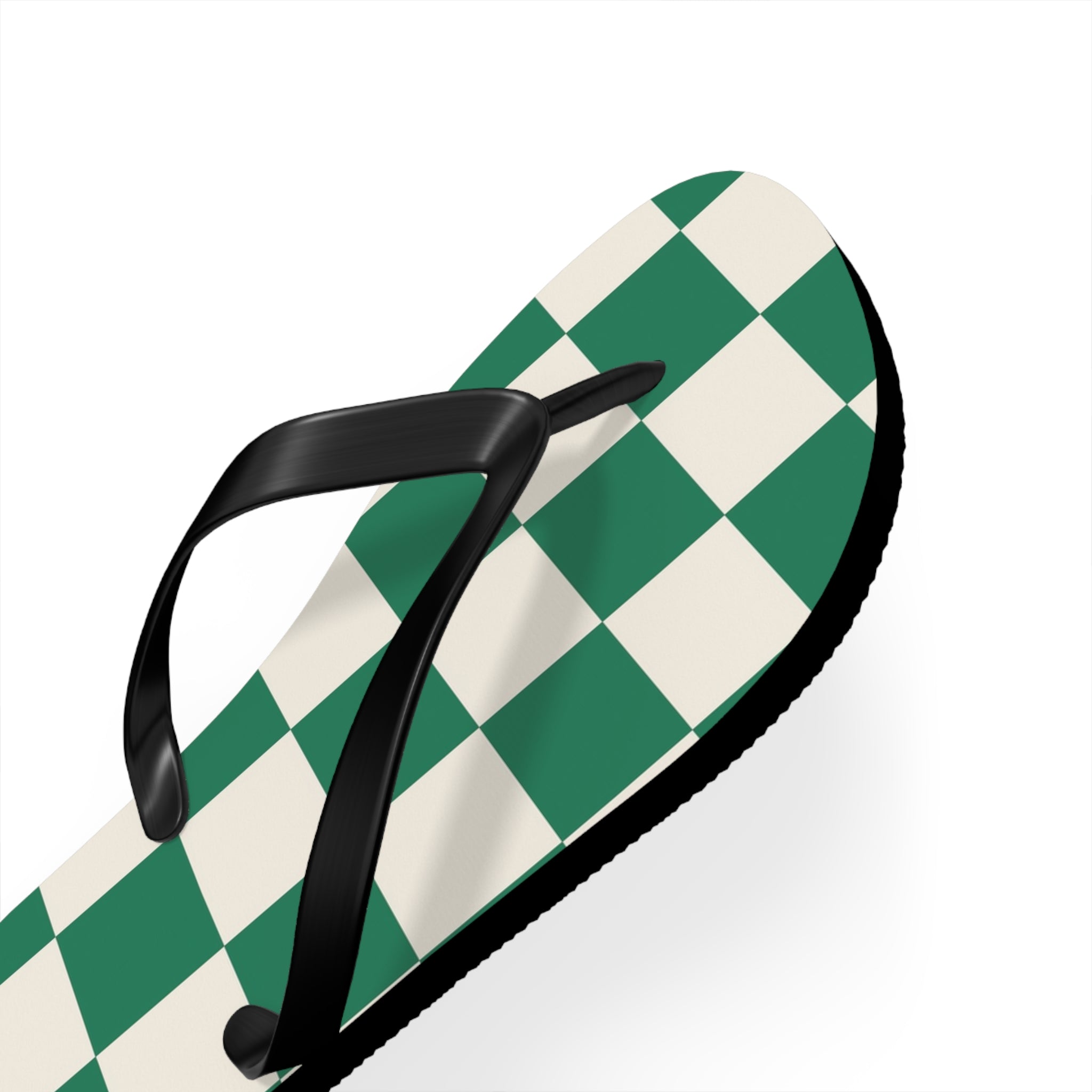 Checkerboard Dark Green Flip Flops, Artsulli - Art is Long, Life is Short, Shoes, , , , , , , 