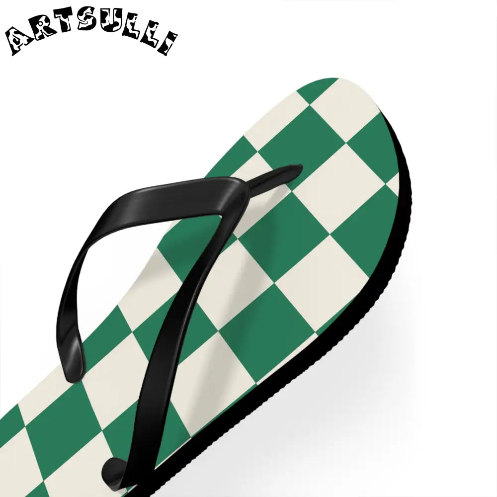 JAKKOUTTHEBXX Checkerboard Dark Green Flip Flops JAKKOUTTHEBXX