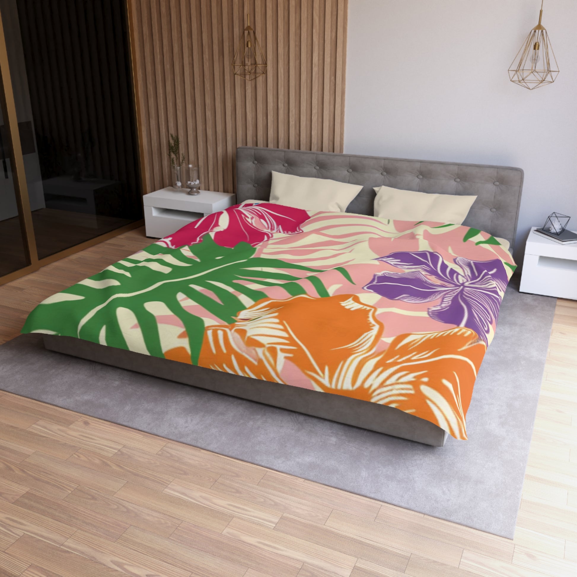 Blooming Tropical Flowers Microfiber Duvet Cover, Artsulli - Art is Long, Life is Short, Home Decor, , , , , , , 