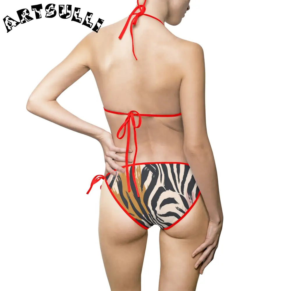 JAKKOUTTHEBXX Tiger Print Halter Bikini Swimsuit for Women