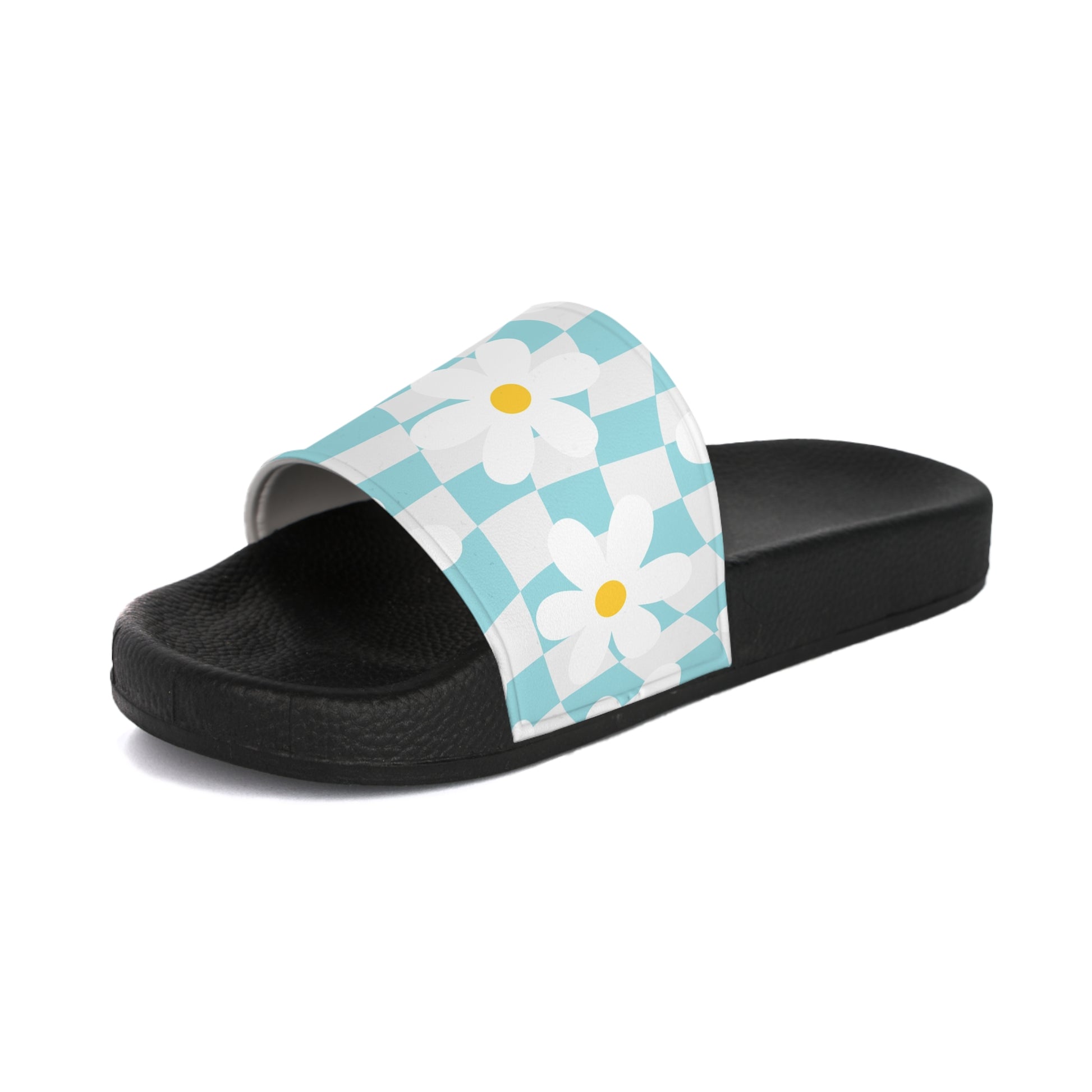Trippy Check Garden Women's Slide Sandals, Artsulli - Art is Long, Life is Short, Shoes, , , , , , , 