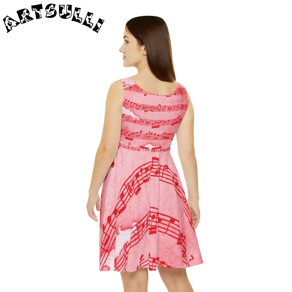 JAKKOUTTHEBXX Pink Musical Note Art Printed Skater Dress 2025