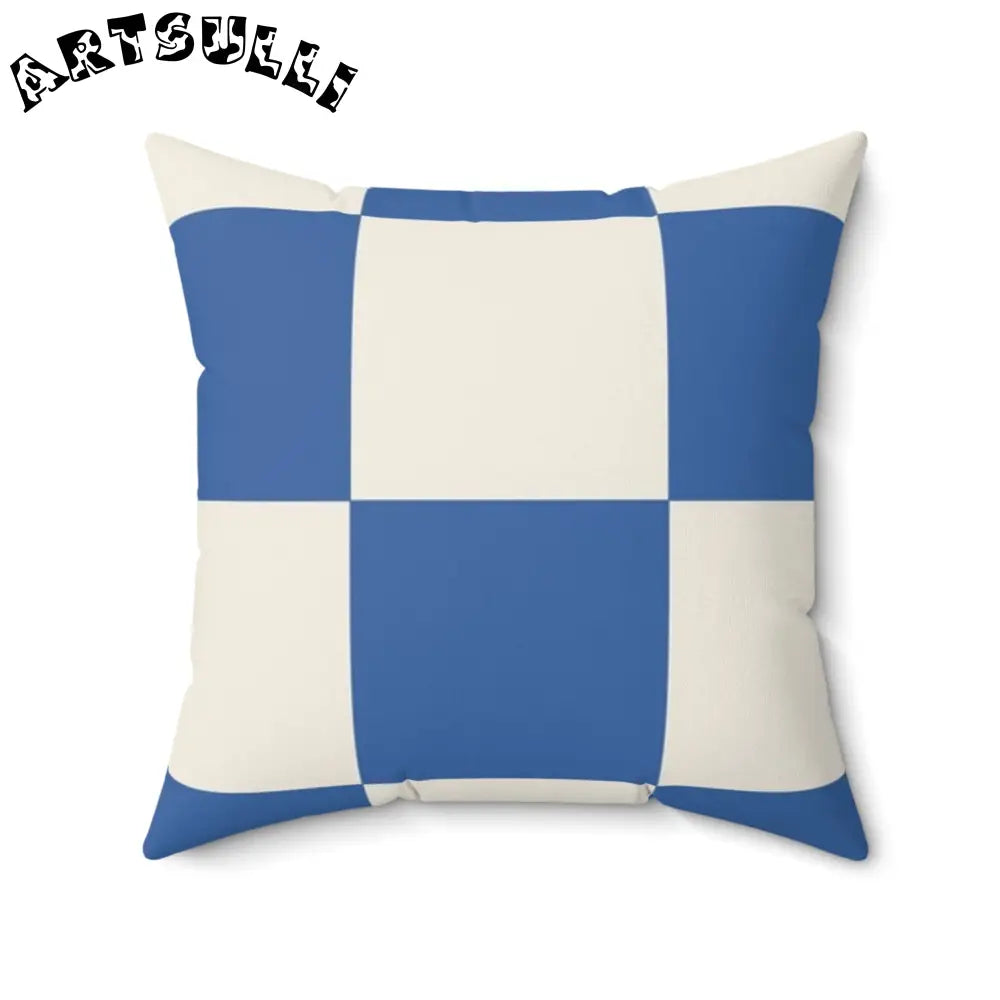 JAKKOUTTHEBXX Checkerboard Blue Spun Polyester Square Pillow