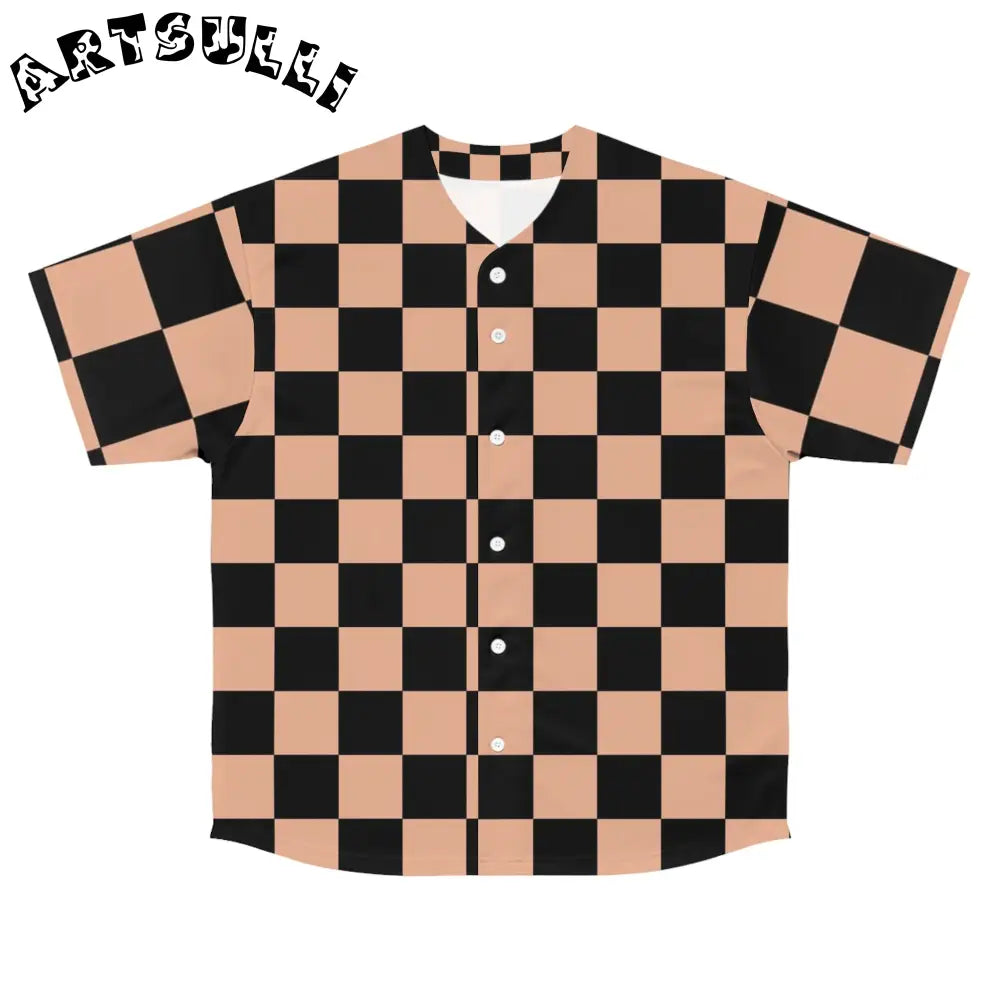 JAKKOUTTHEBXX Checkerboard Soft Orange and Black Men’s Baseball