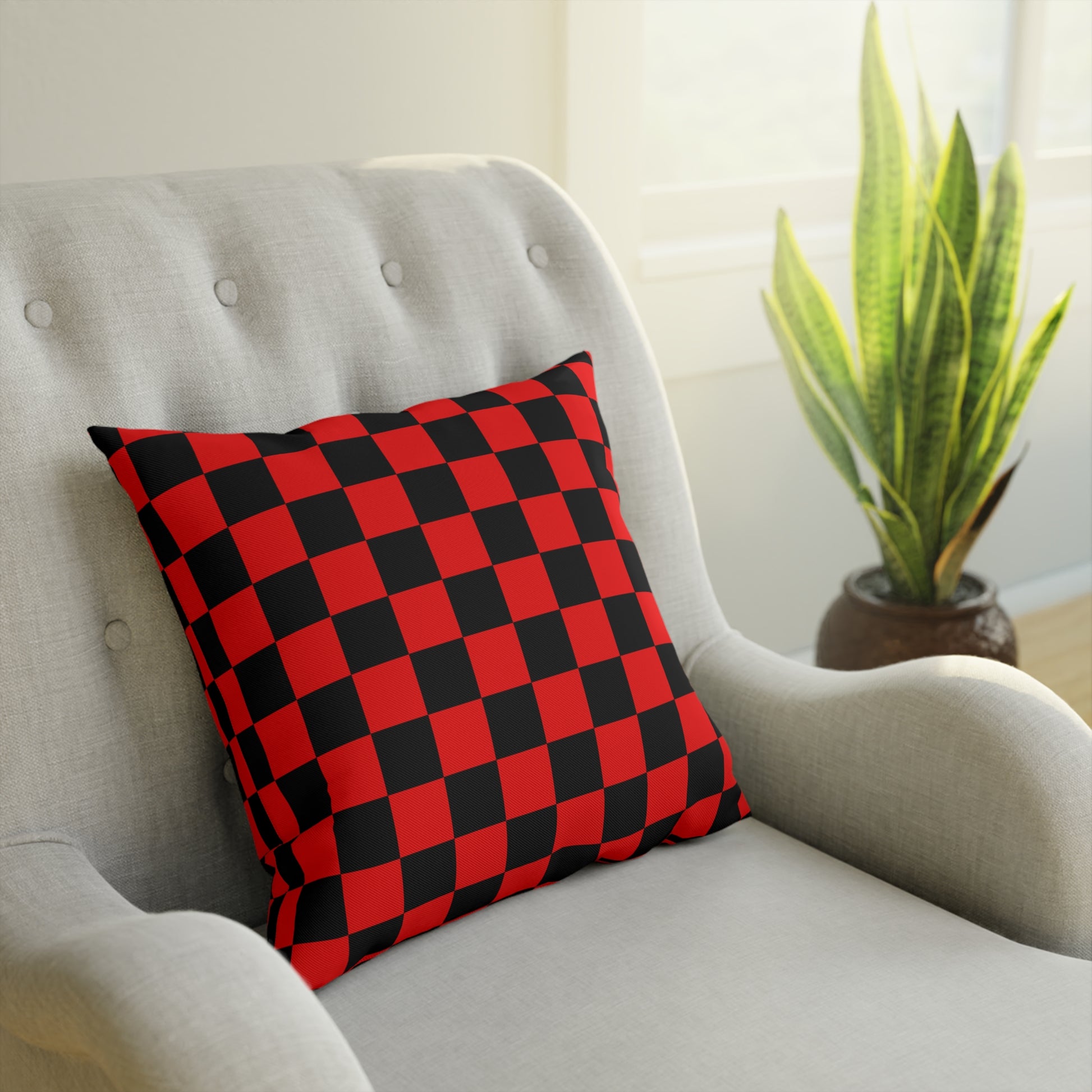 Checkerboard Red and Black Cushion, Artsulli - Art is Long, Life is Short, Home Decor, , , , , , , 