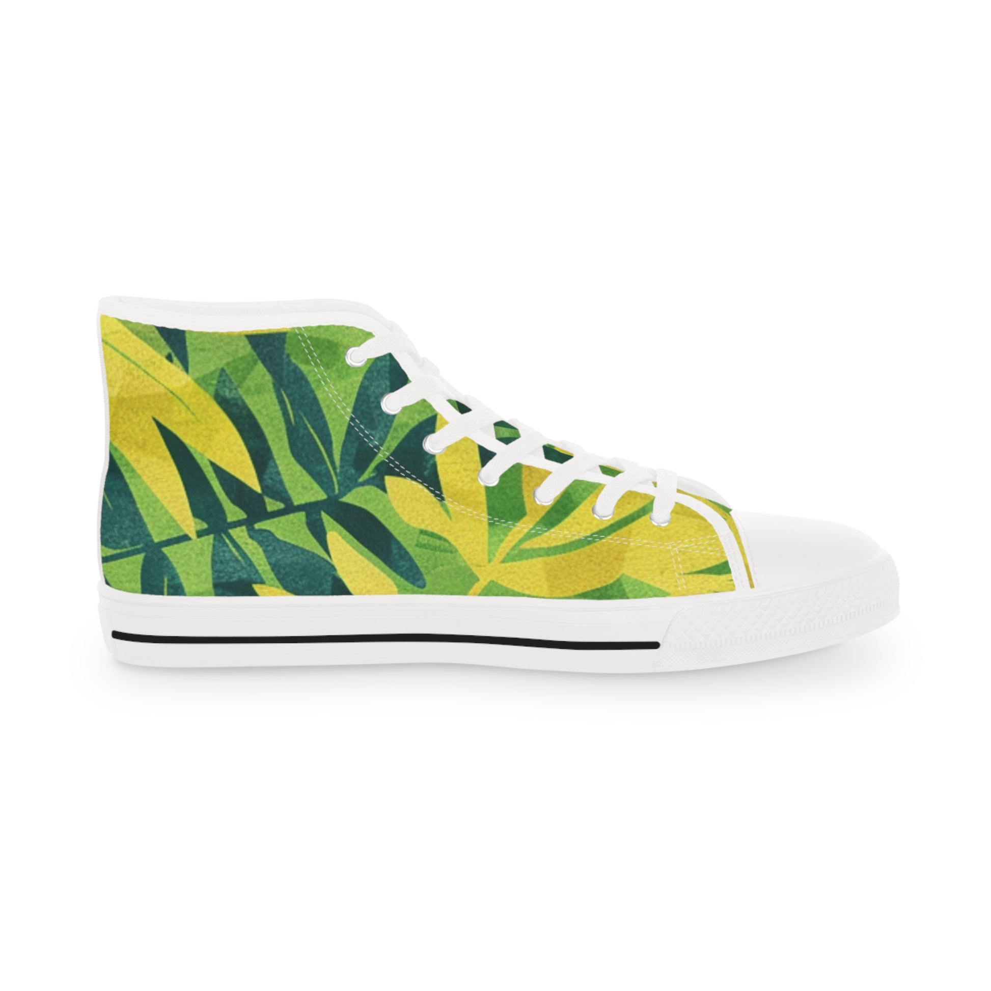 Green Leaf x Yellow Leaf x Tropical x Jungle Men's High Top Sneakers, Artsulli - Art is Long, Life is Short, Shoes, , , , , , , 