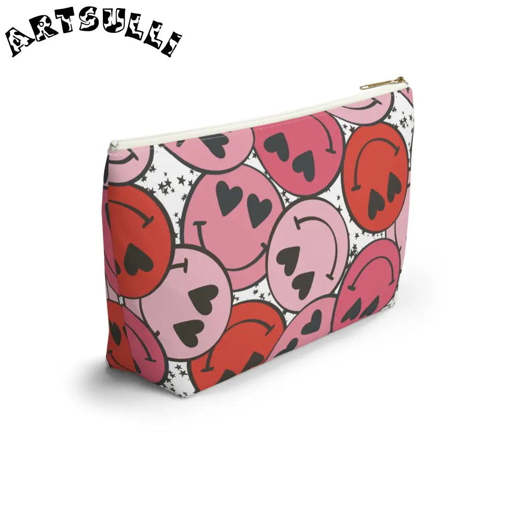 JAKKOUTTHEBXX Smiley Face x Heart Eyes Red and Pink cessory Pouch w