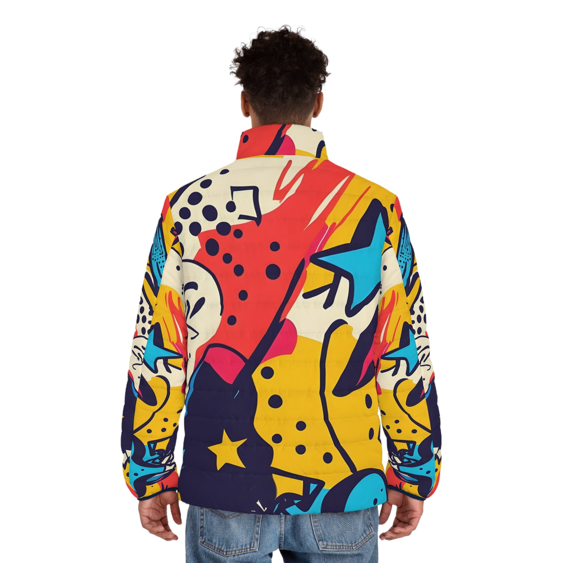 Comic x Pop Art Men's Puffer Jacket (AOP), Artsulli - Art is Long, Life is Short, All Over Prints, , , , , , , 