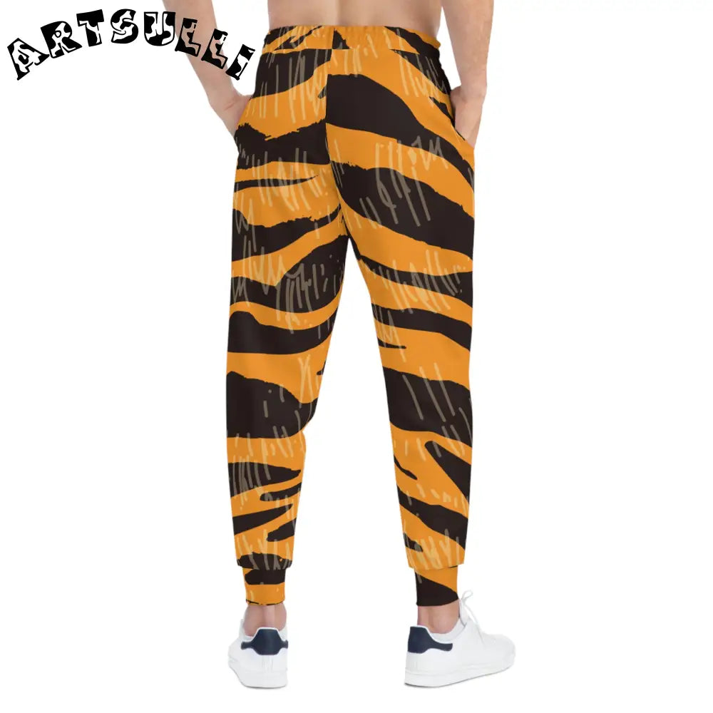 JAKKOUTTHEBXX Tiger Scratches Orange & Black Athletic Joggers (AOP)