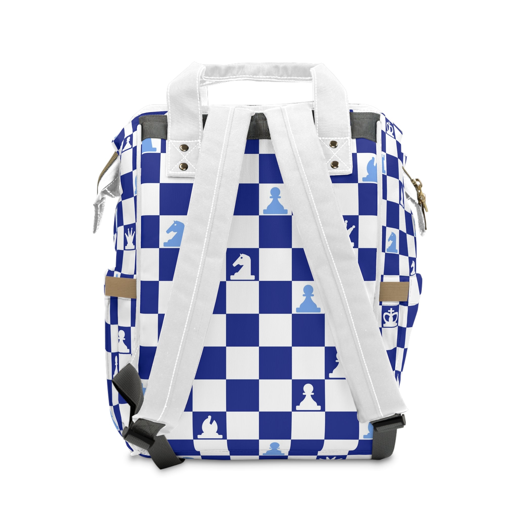 Chessboard Navy Blue Multifunctional Diaper Backpack, Artsulli - Art is Long, Life is Short, Bags, , , , , , , 