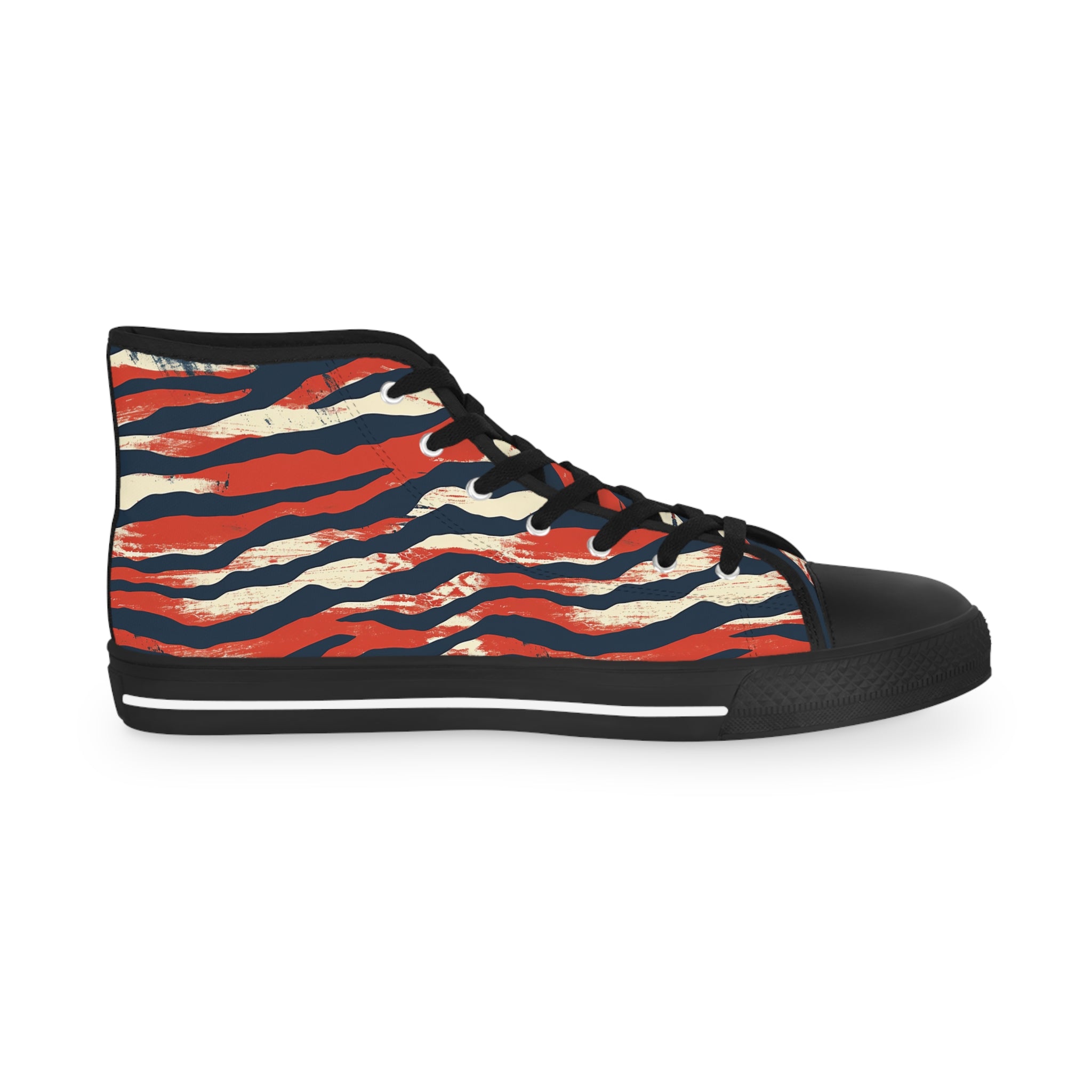 Capricious Tiger Wave Men's High Top Sneakers, Artsulli - Art is Long, Life is Short, Shoes, , , , , , , 