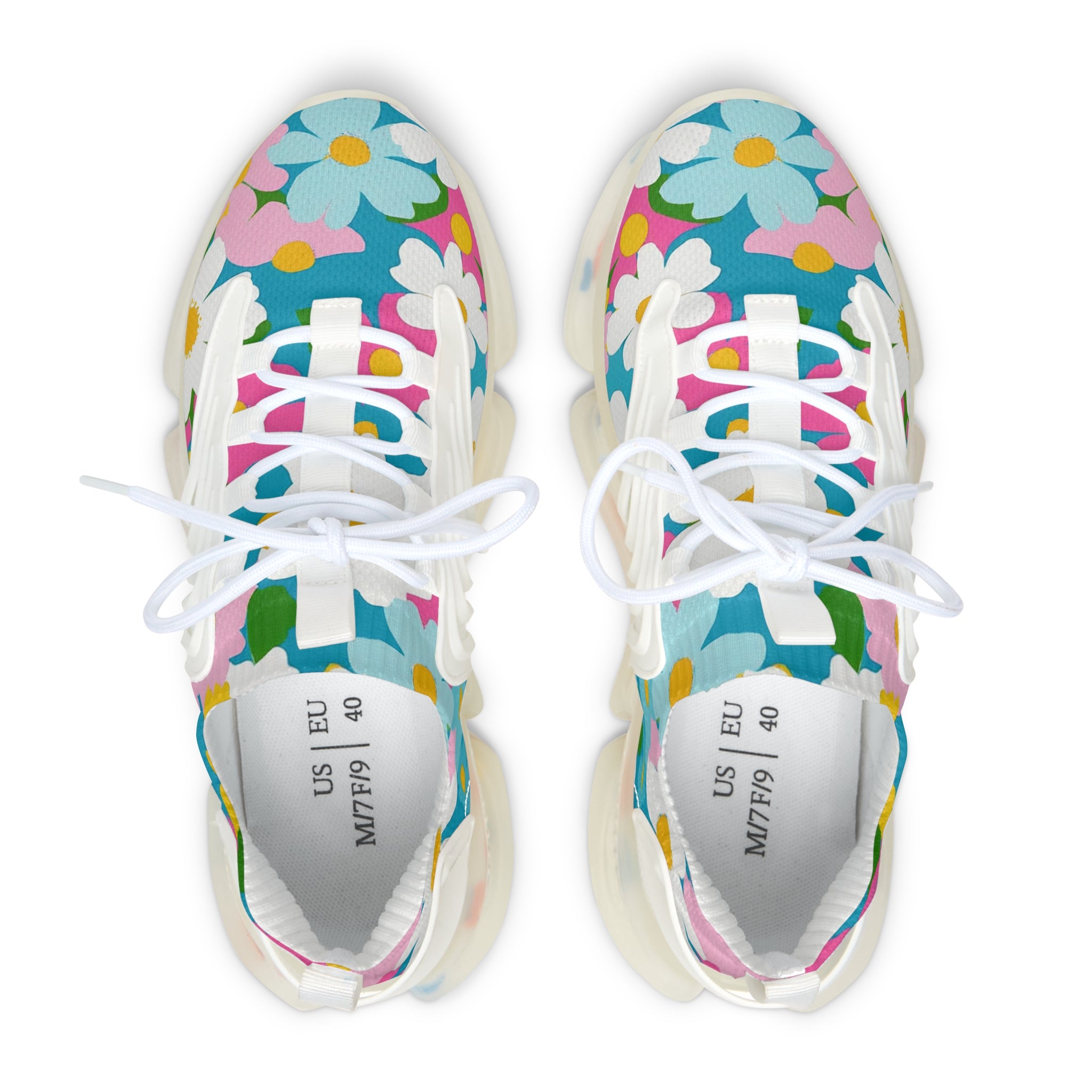 Flowers Multi-Color Women's Mesh Sneakers, Artsulli - Art is Long, Life is Short, Shoes, , , , , , , 