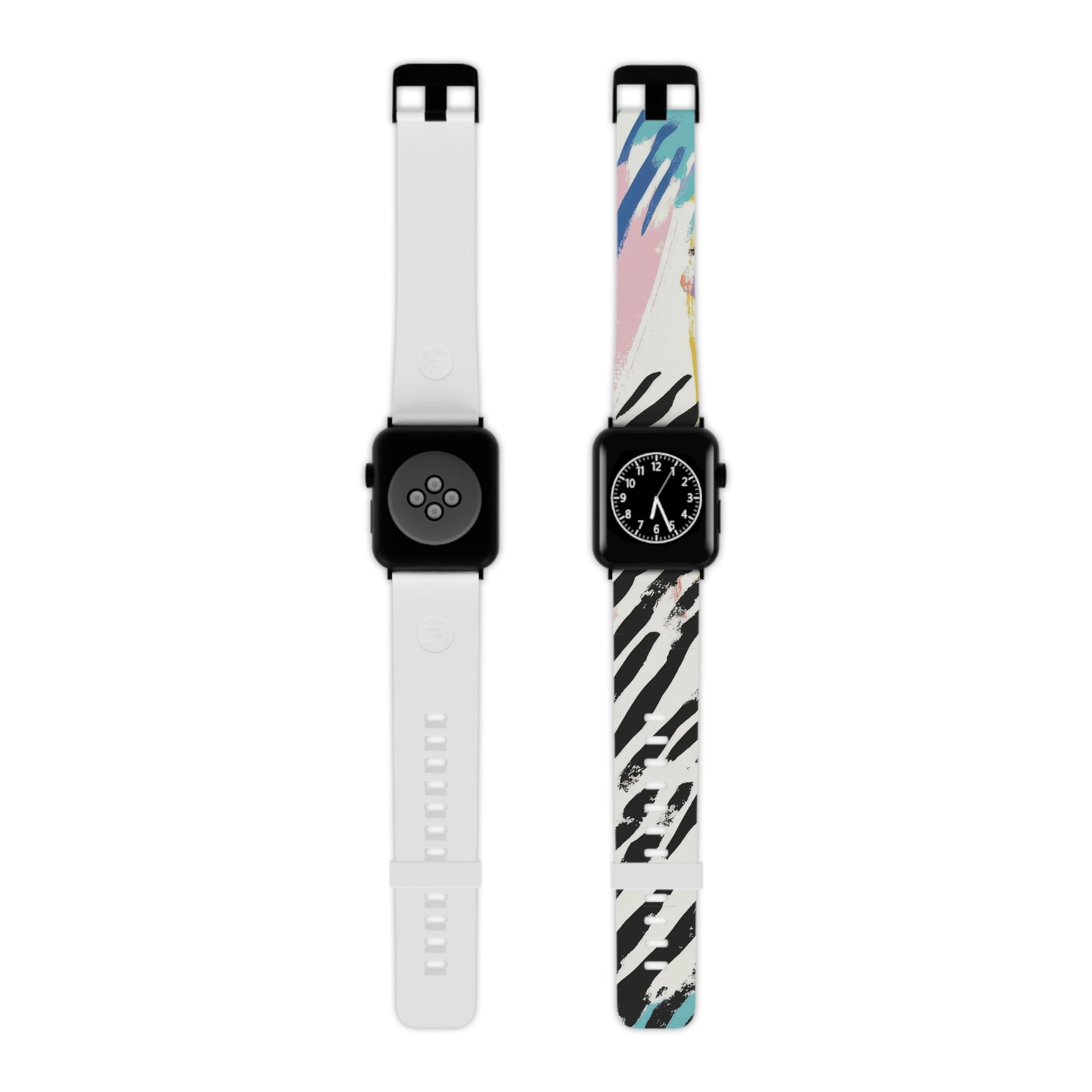 Wild Zebra Stripes x Paint Brush Strokes Multi-Color III Watch Band for Apple Watch, Artsulli - Art is Long, Life is Short, Accessories, Size, 8'' × 0.75'' / 38 - 40 mm, Color, Black, , , 15840281503662
