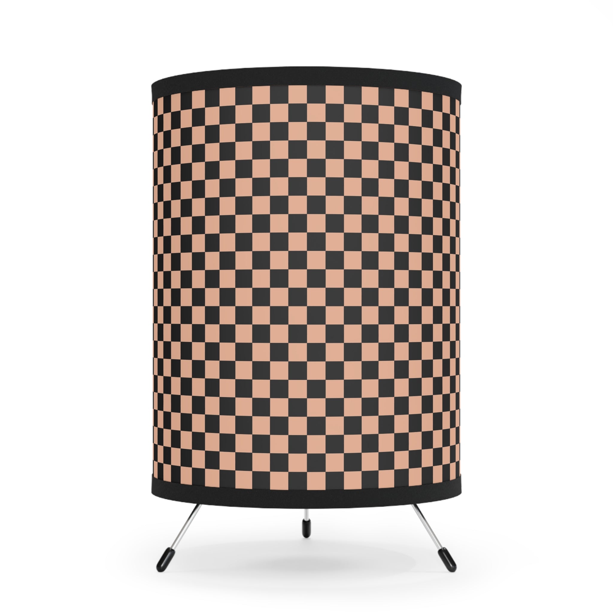 Checkerboard Soft Orange and Black Tripod Lamp with High-Res Printed Shade, US\CA plug, Artsulli - Art is Long, Life is Short, Home Decor, Size, One size, Color, Black, , , 10699806187955891065