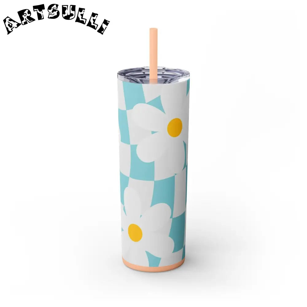 JAKKOUTTHEBXX Trippy Check Garden Skinny Tumbler with Straw 20oz