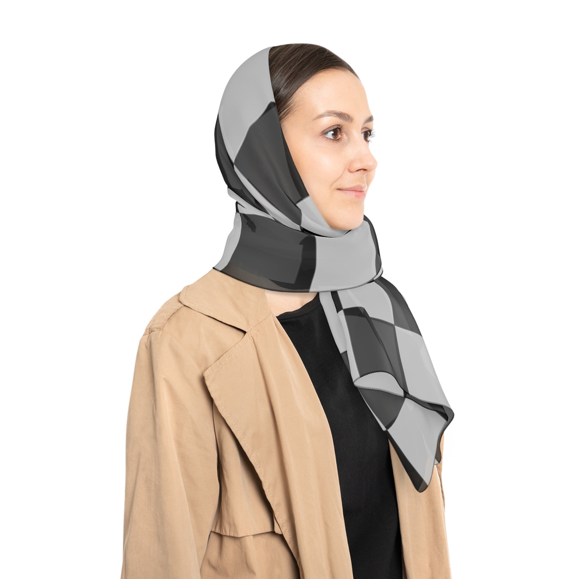 Checkerboard Dada Black and Light Gray Poly Scarf, Artsulli - Art is Long, Life is Short, Accessories, , , , , , , 