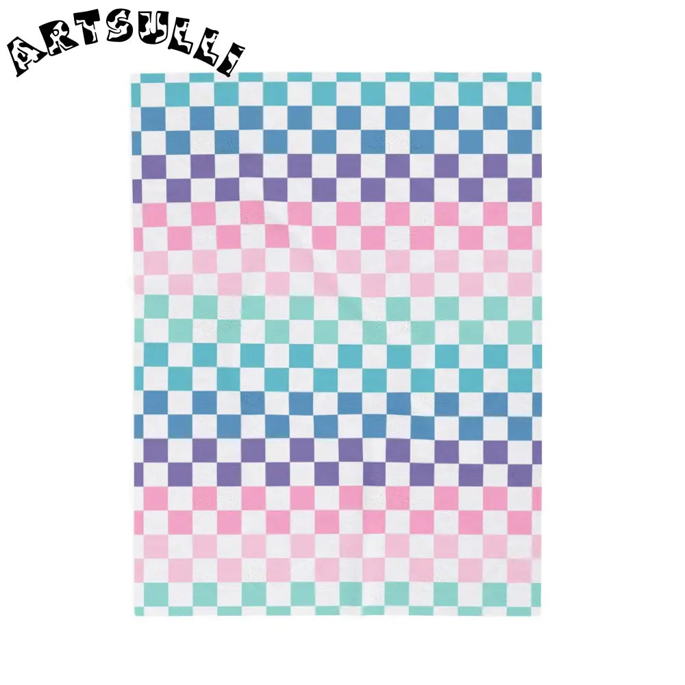 JAKKOUTTHEBXX Vaporwave Rainbow Checkerboard Multi-Color Velveteen