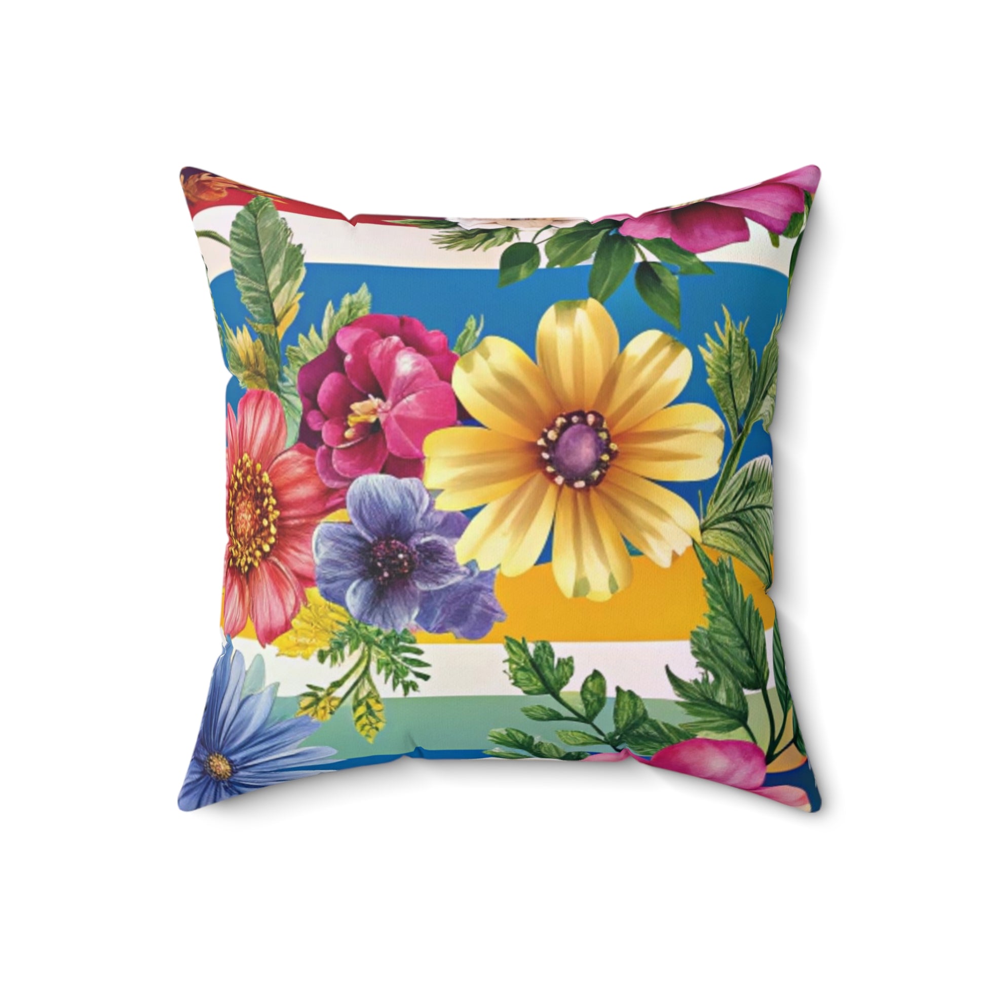 Floral Stripe 4K Spun Polyester Square Pillow, Artsulli - Art is Long, Life is Short, Home Decor, , , , , , , 