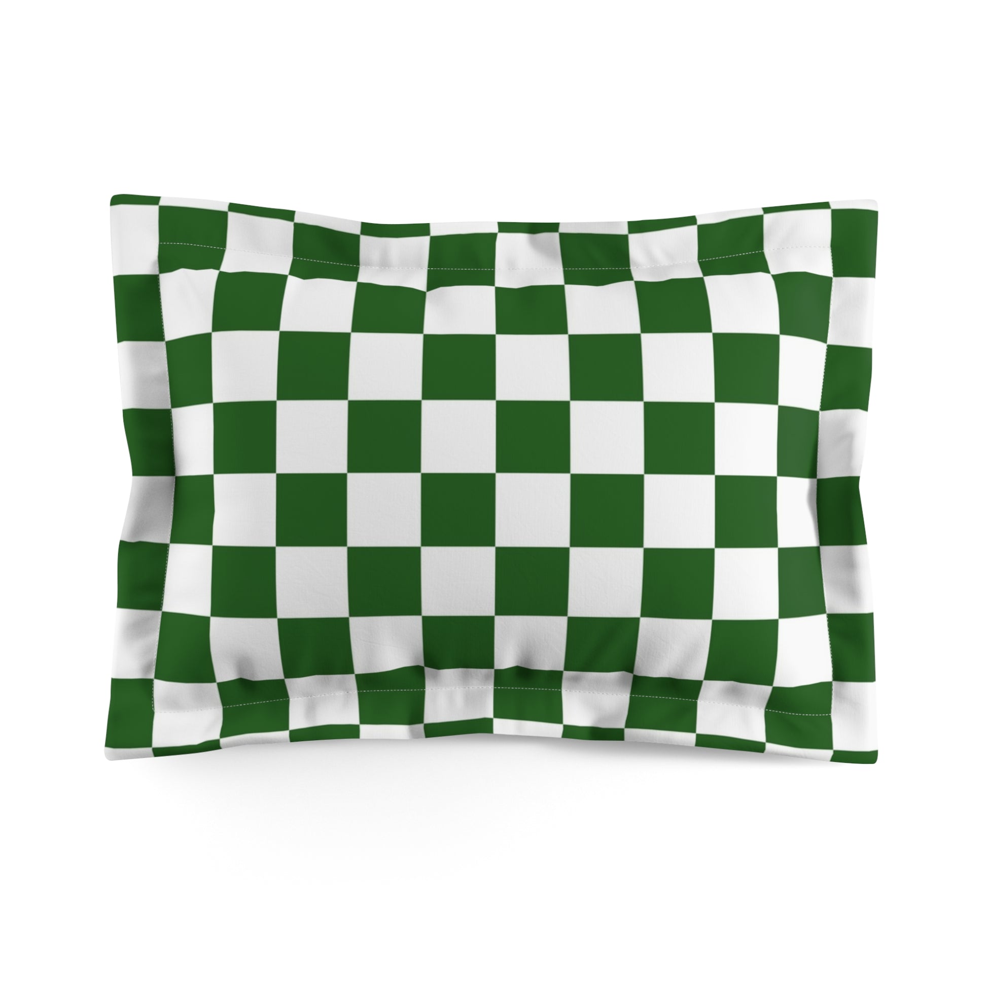 Checkerboard White and Dark Green Microfiber Pillow Sham, Artsulli - Art is Long, Life is Short, Home Decor, Size, Standard, , , , , 12910588887719716543