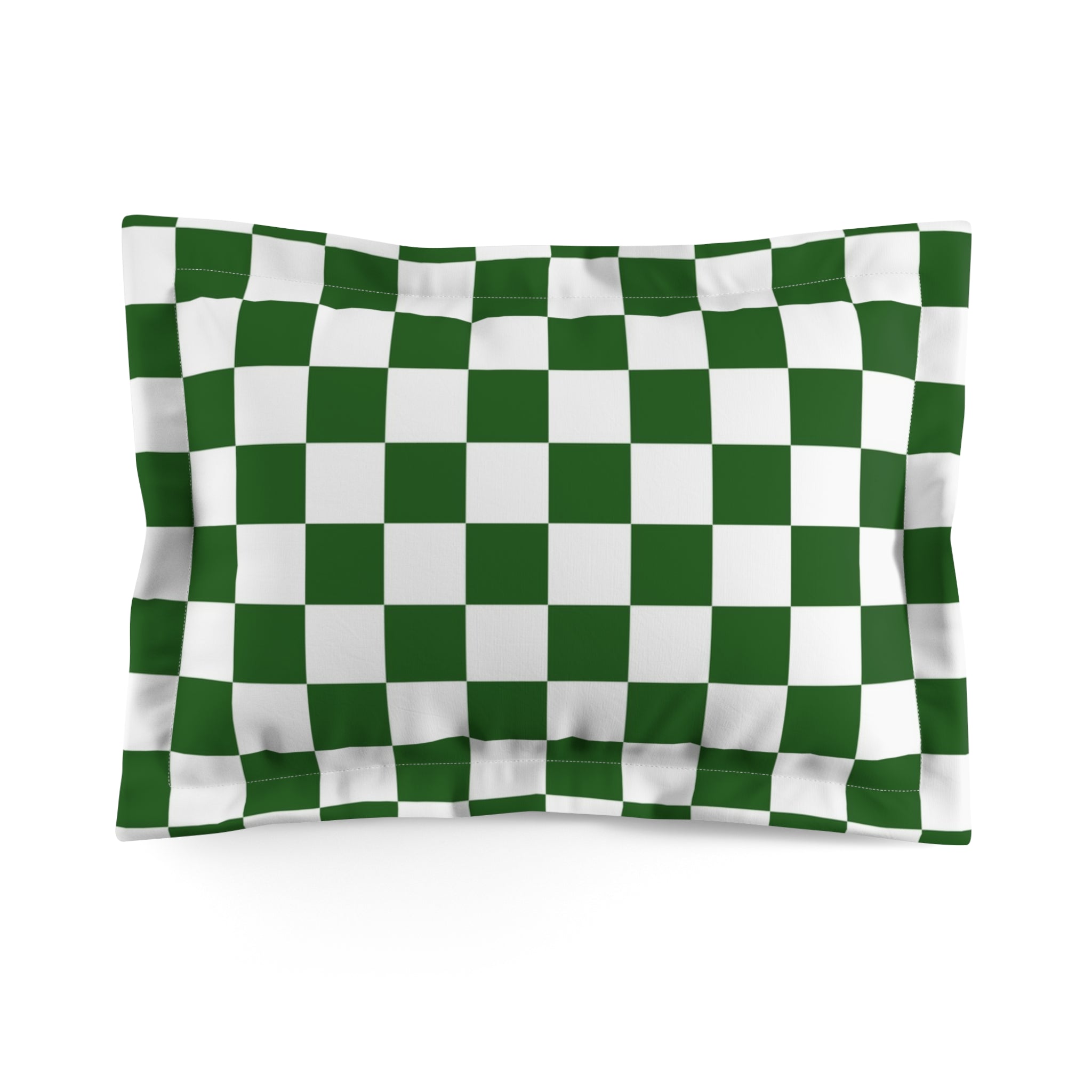 Checkerboard White and Dark Green Microfiber Pillow Sham, Artsulli - Art is Long, Life is Short, Home Decor, Size, Standard, , , , , 12910588887719716543