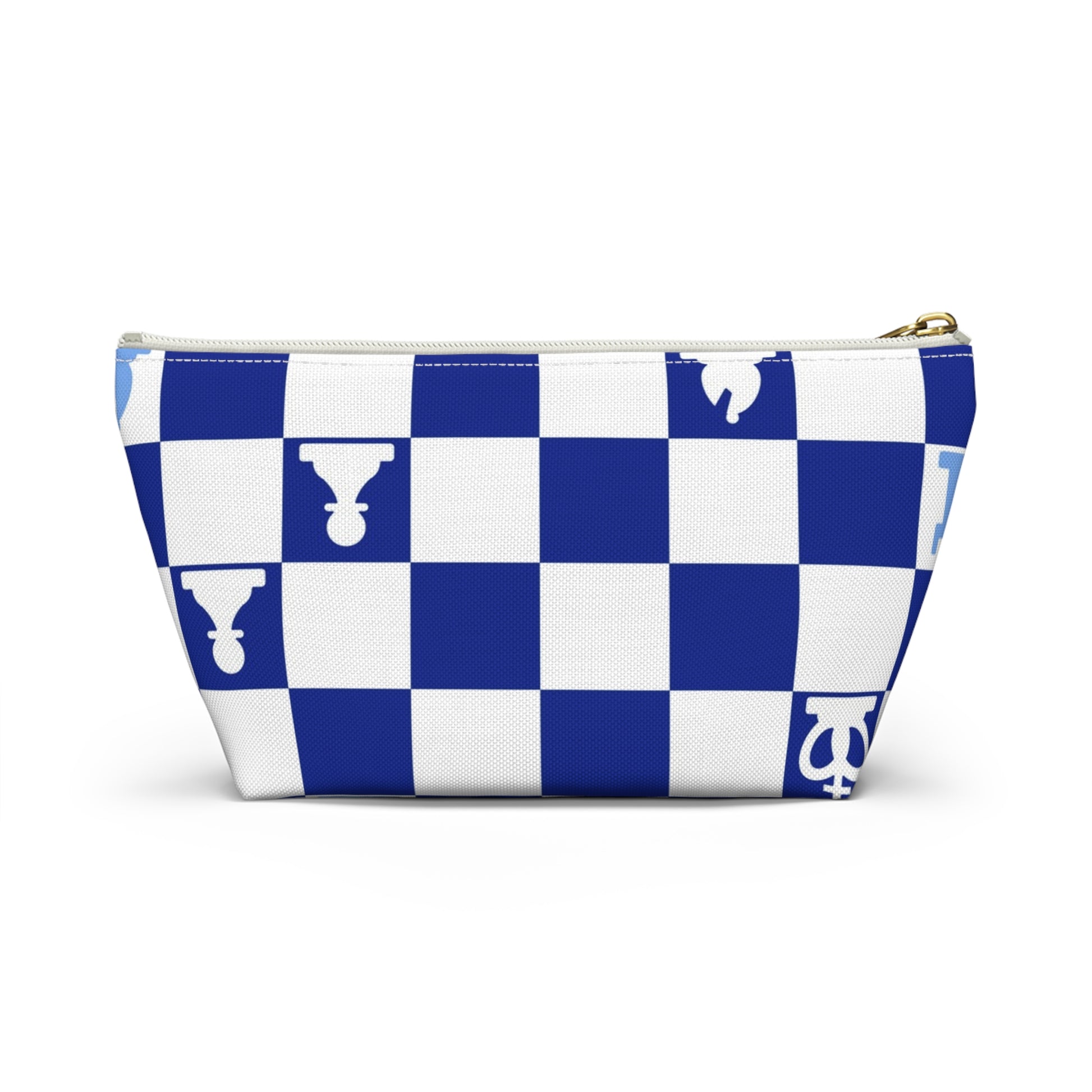 Chessboard Navy Blue Accessory Pouch w T-bottom, Artsulli - Art is Long, Life is Short, Bags, , , , , , , 