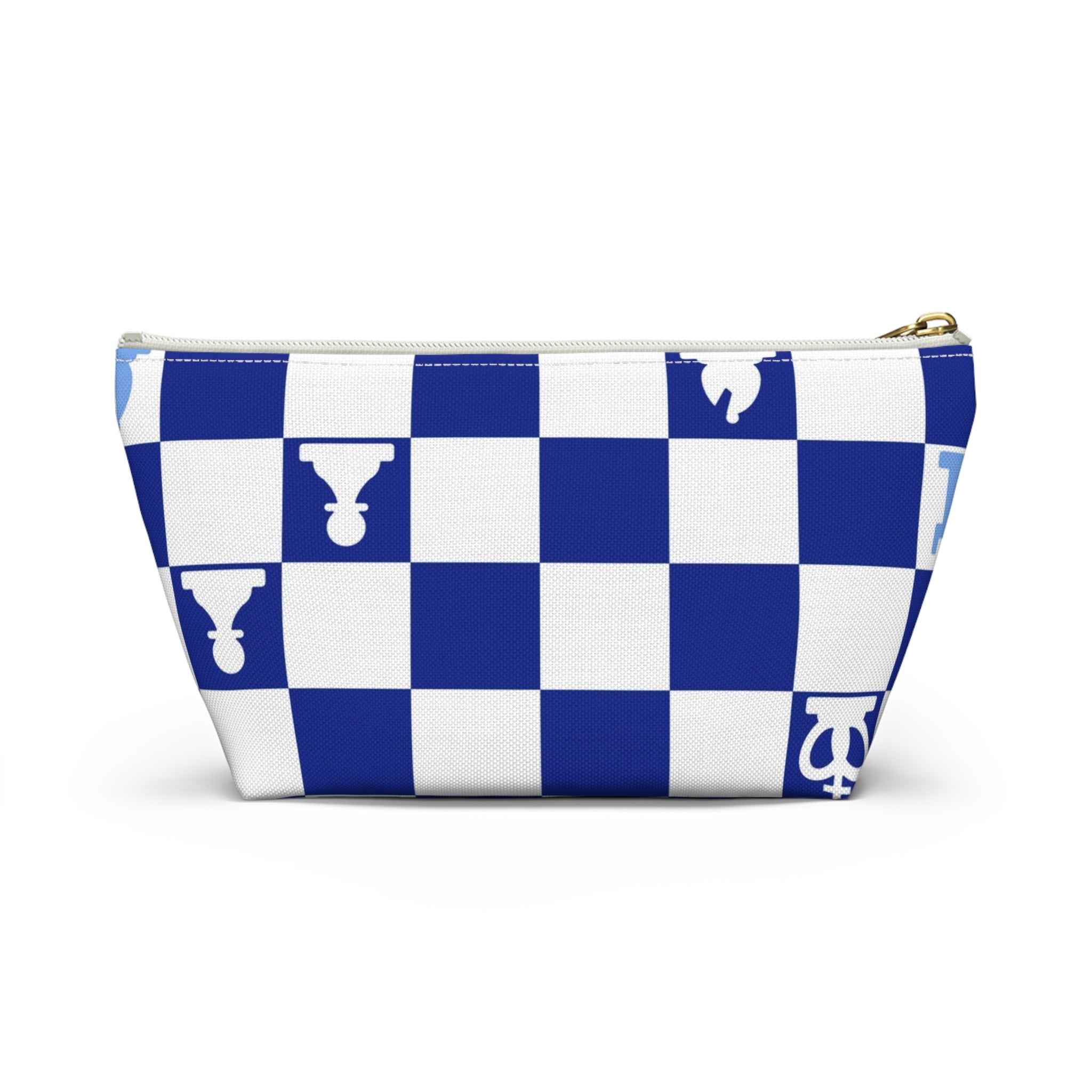 Chessboard Navy Blue Accessory Pouch w T-bottom, Artsulli - Art is Long, Life is Short, Bags, , , , , , , 