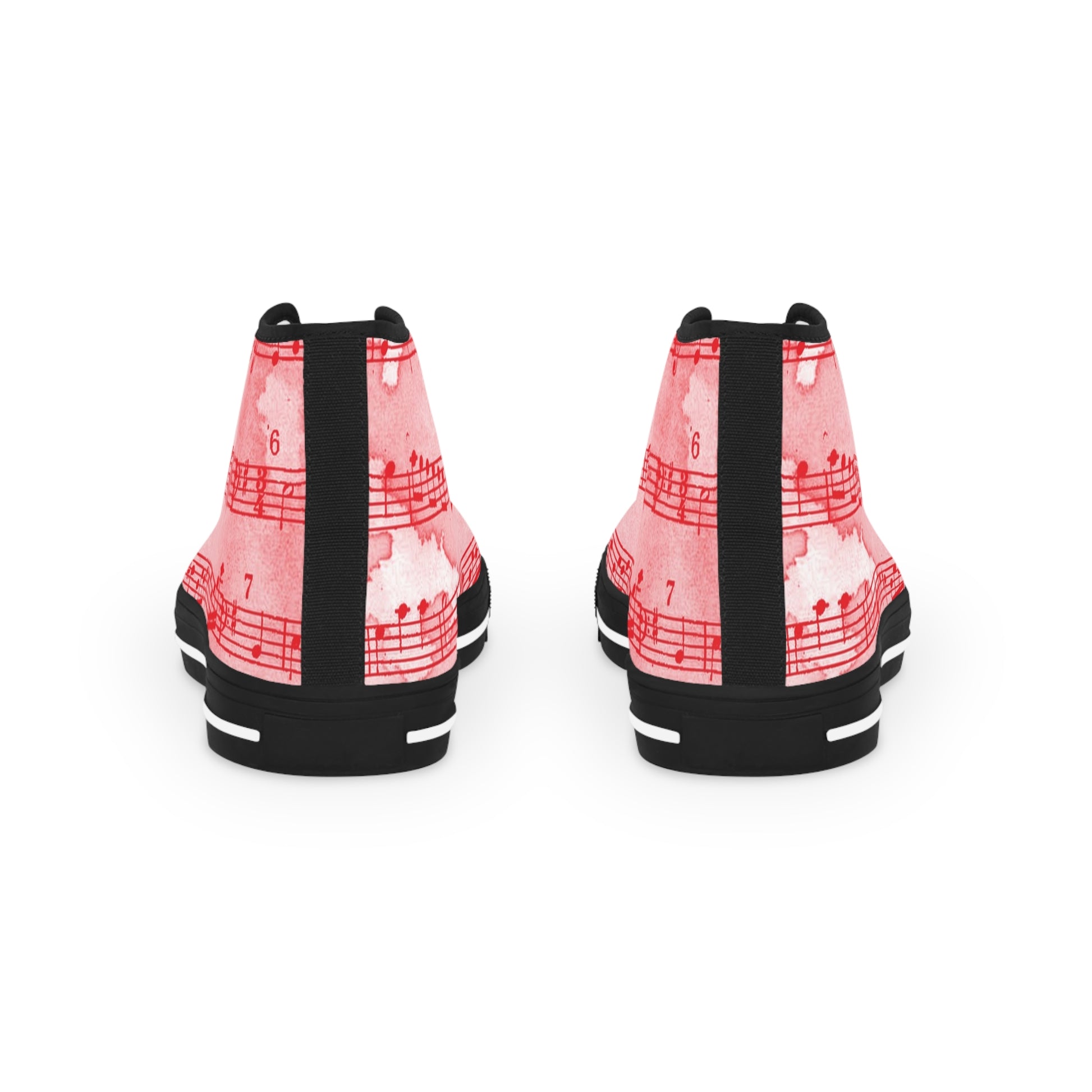 Drip Spill Type Beat Sheet Music Red Men's High Top Sneakers, Artsulli - Art is Long, Life is Short, Shoes, , , , , , , 