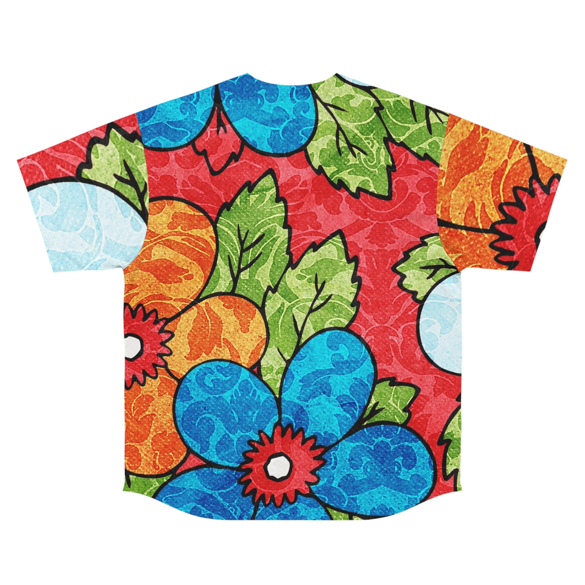 Groovy Red Floral Kl Men's Baseball Jersey (AOP), Artsulli - Art is Long, Life is Short, All Over Prints, , , , , , , 