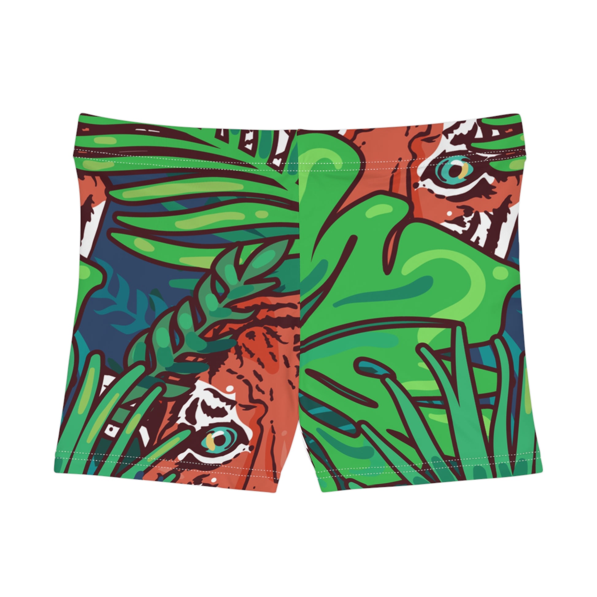 Tropical Jungle Tigers Blue and Green Women's Shorts (AOP), Artsulli - Art is Long, Life is Short, All Over Prints, , , , , , , 
