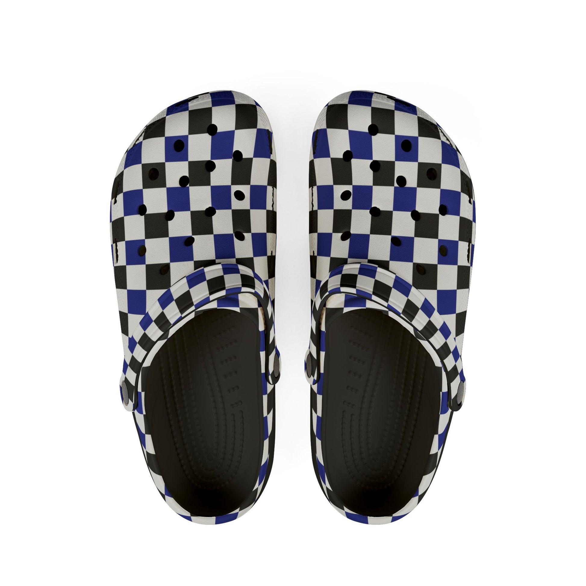 Checkerboard Blue White and Black EVA Foam Rubber Shoes (AOP), Artsulli - Art is Long, Life is Short, Shoes, Size, US 6 (Women's), Color, Black, , , 25576078997944462816