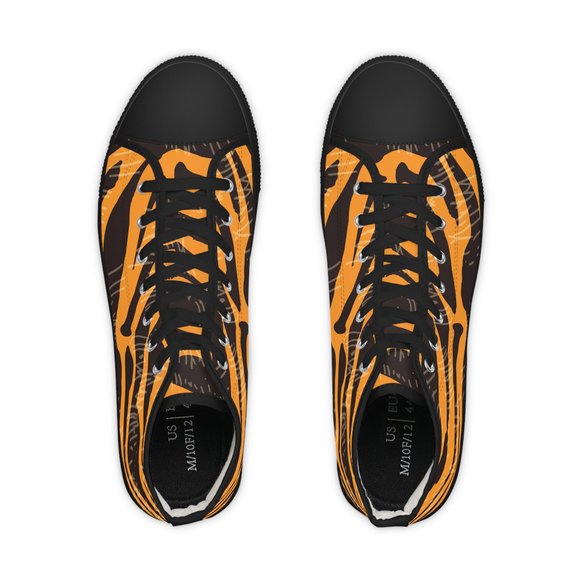 Tiger Scratches Orange & Black Men's High Top Sneakers, Artsulli - Art is Long, Life is Short, Shoes, , , , , , , 