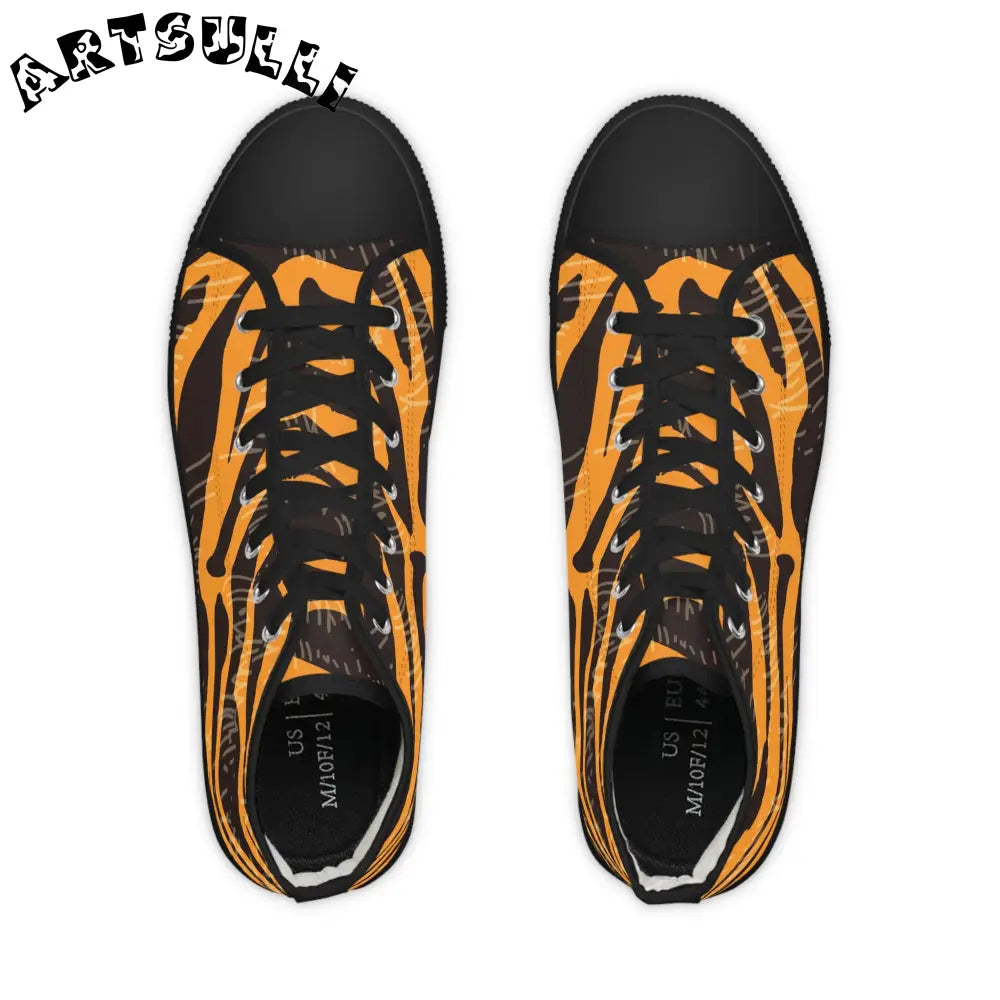 JAKKOUTTHEBXX Tiger Scratches Orange & Black Men’s High Top Sneakers