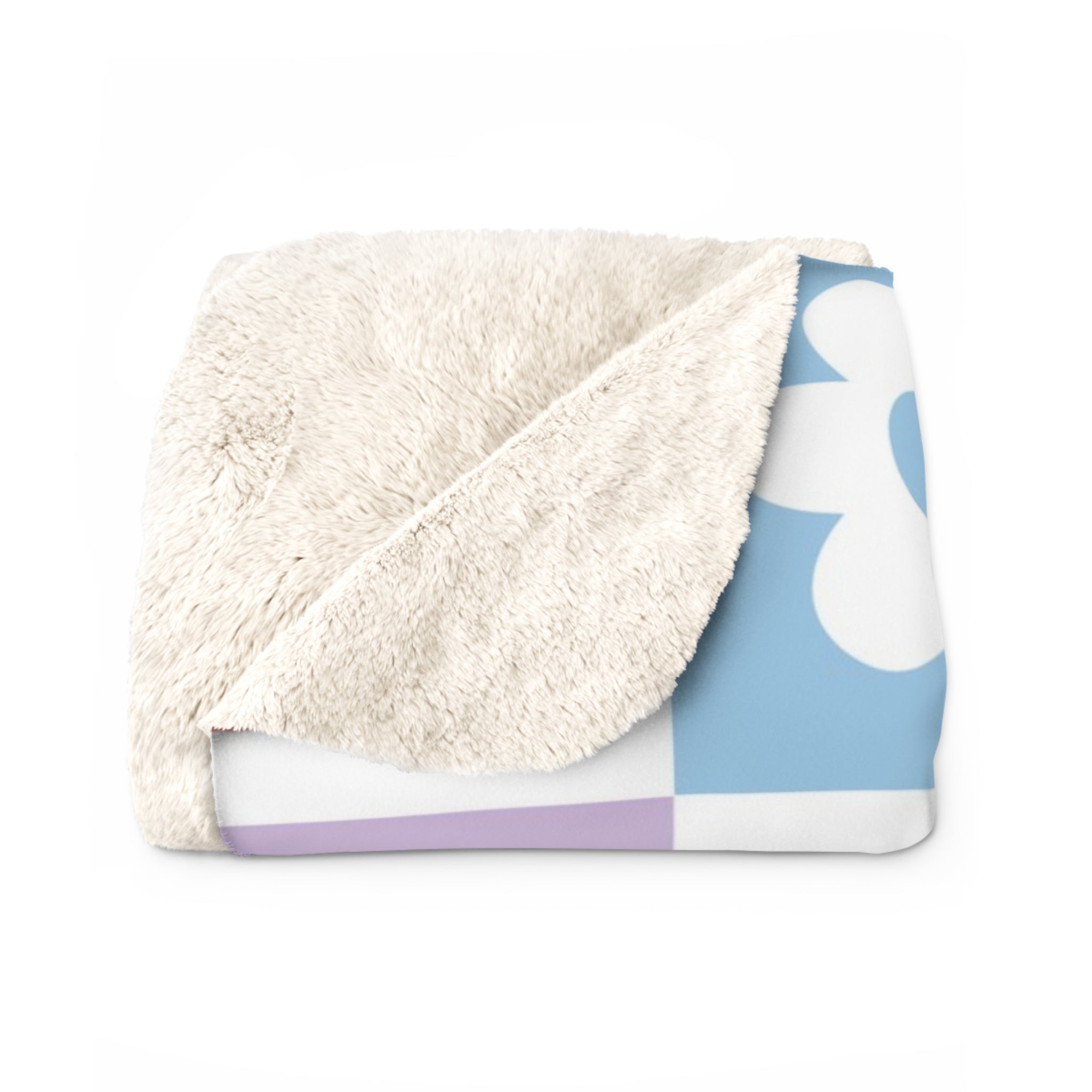 Chessboard x Smiley Face Flowers Multi-Color Sherpa Fleece Blanket, Artsulli - Art is Long, Life is Short, Home Decor, , , , , , , 