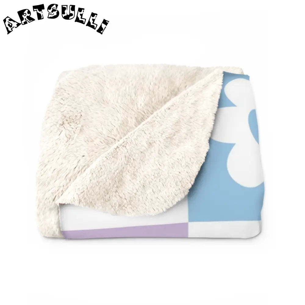 JAKKOUTTHEBXX Smiling Flower Checkerboard Sherpa Fleece Blanket 2025