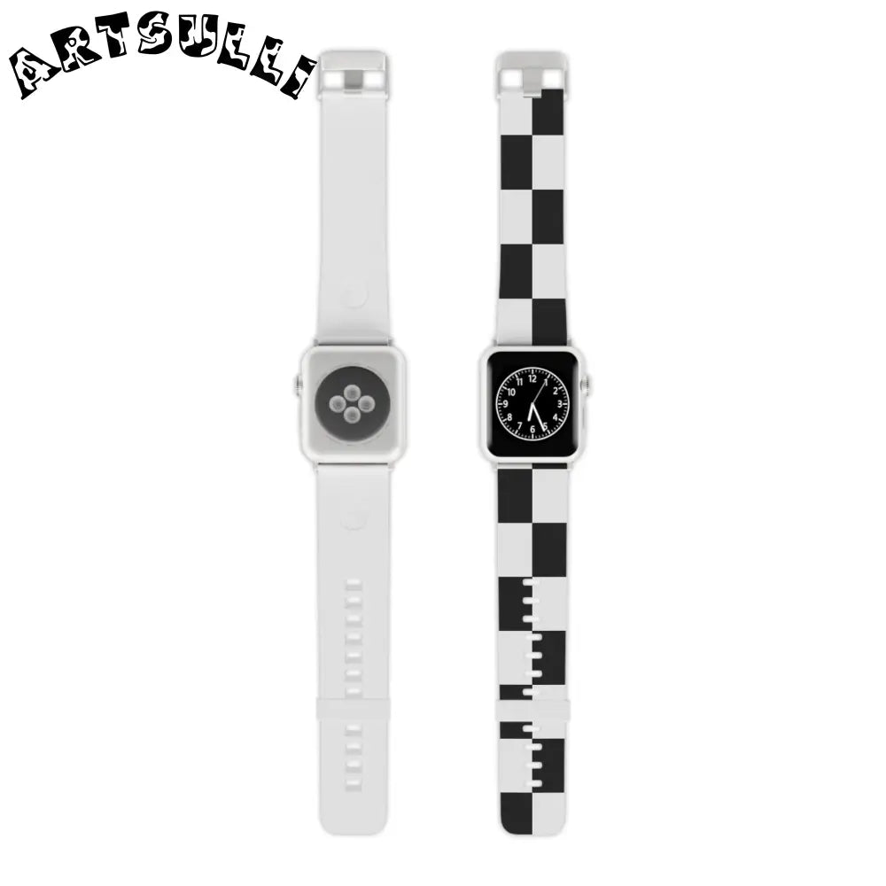 JAKKOUTTHEBXX Checkerboard Black and White Watch Band for Apple