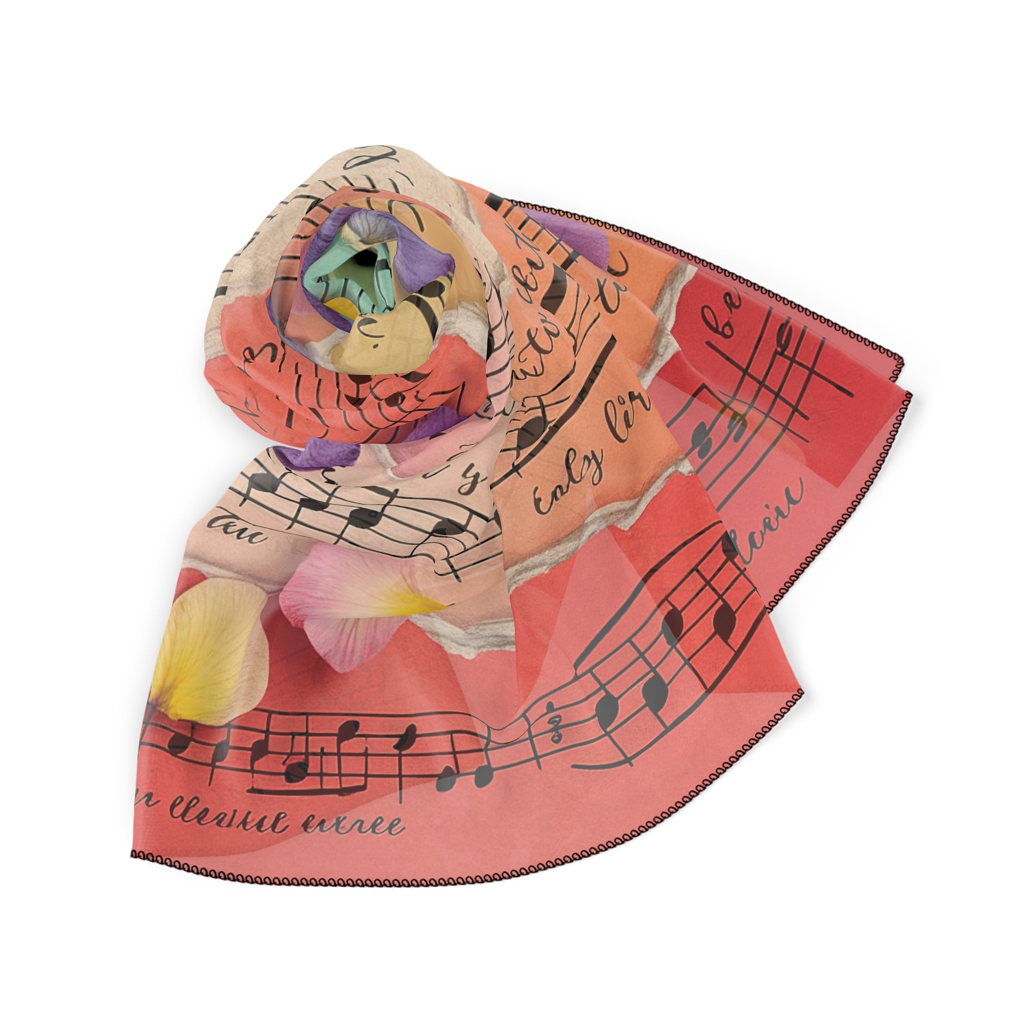 Torn Type Beat Sheet Music Multi-Color Poly Scarf, Artsulli - Art is Long, Life is Short, Accessories, , , , , , , 