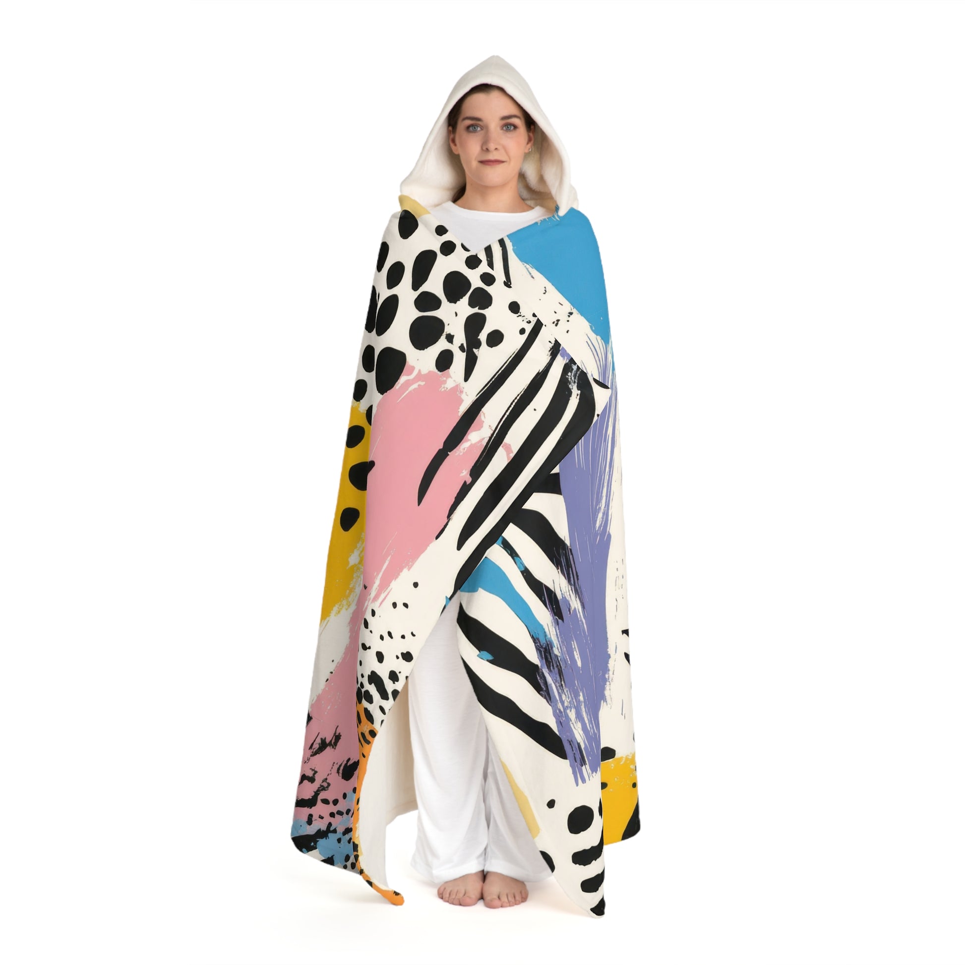 Rae Zebra Rhapsody II Hooded Sherpa Fleece Blanket, Artsulli - Art is Long, Life is Short, All Over Prints, , , , , , , 