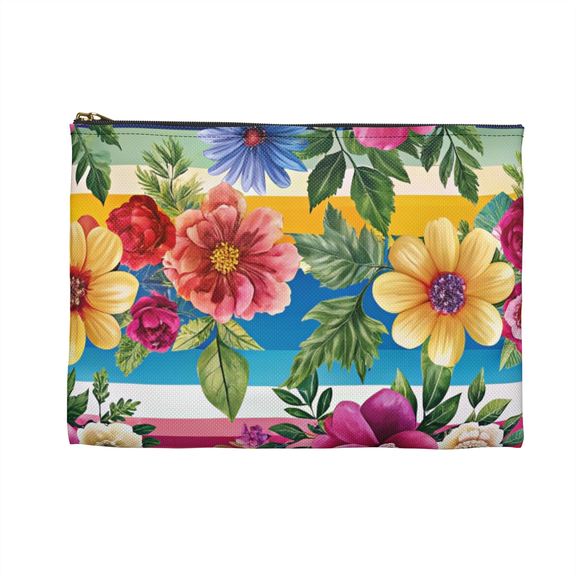 Floral Stripe 4K II Accessory Pouch, Artsulli - Art is Long, Life is Short, Bags, , , , , , , 