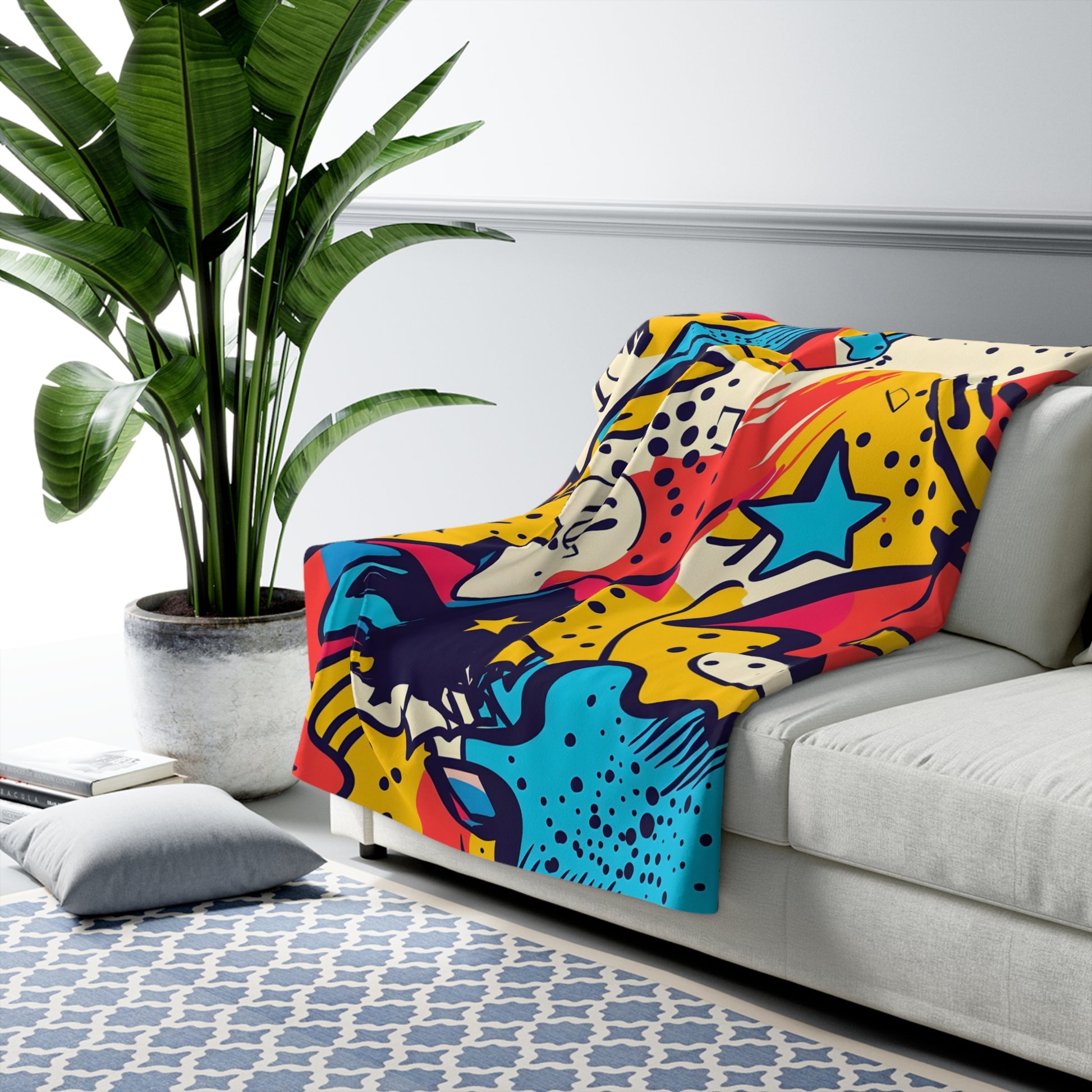 Comic x Pop Art Sherpa Fleece Blanket, Artsulli - Art is Long, Life is Short, Home Decor, , , , , , , 